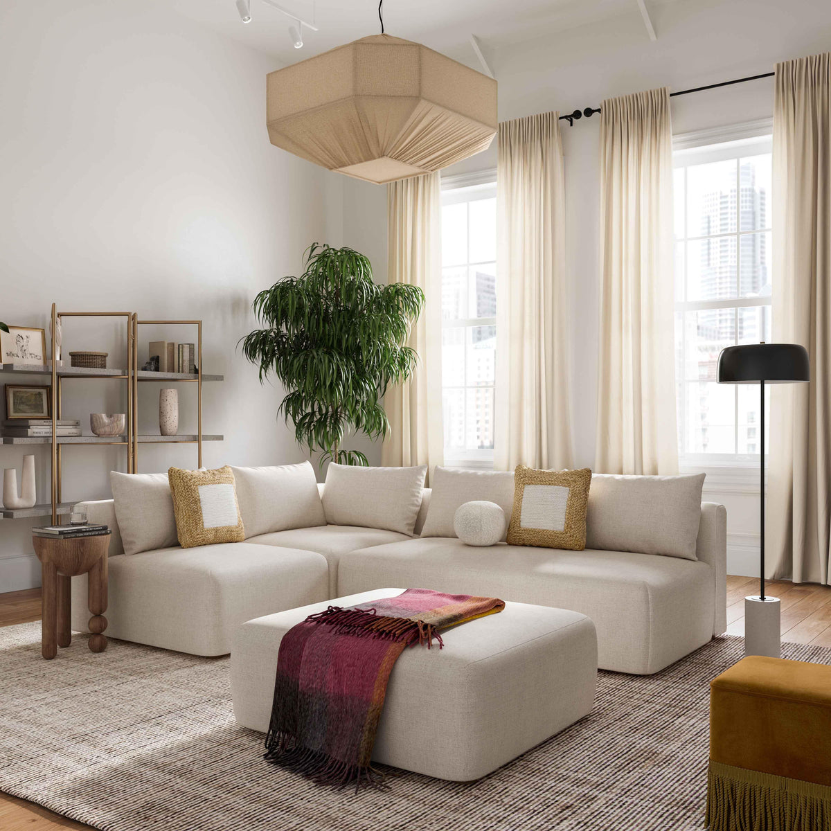Hangover Cream Performance Linen Modular Corner Chair by TOV Furniture – photo 2 of 8