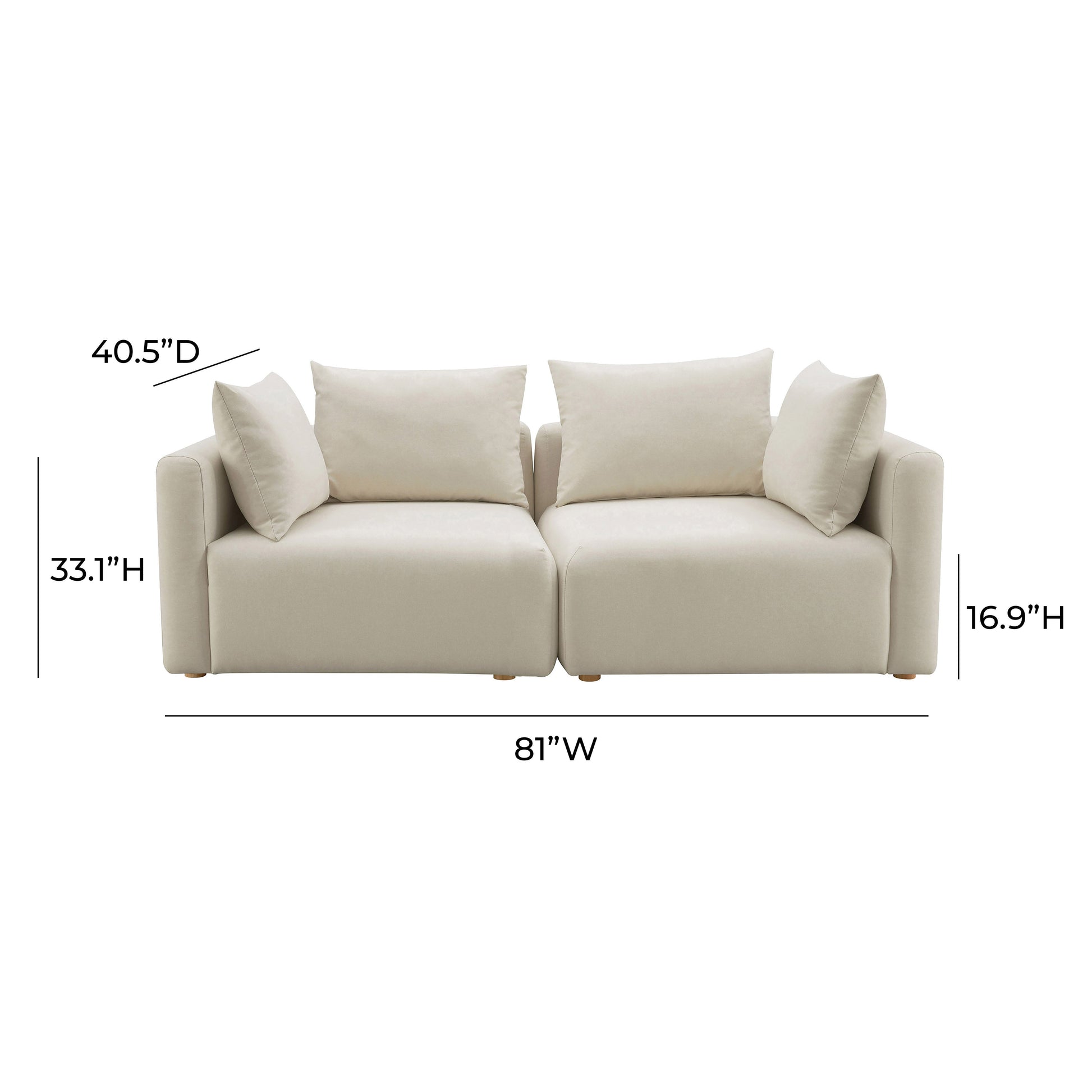 Hangover 81" Cream Performance Linen Loveseat Cream by Tov Furniture