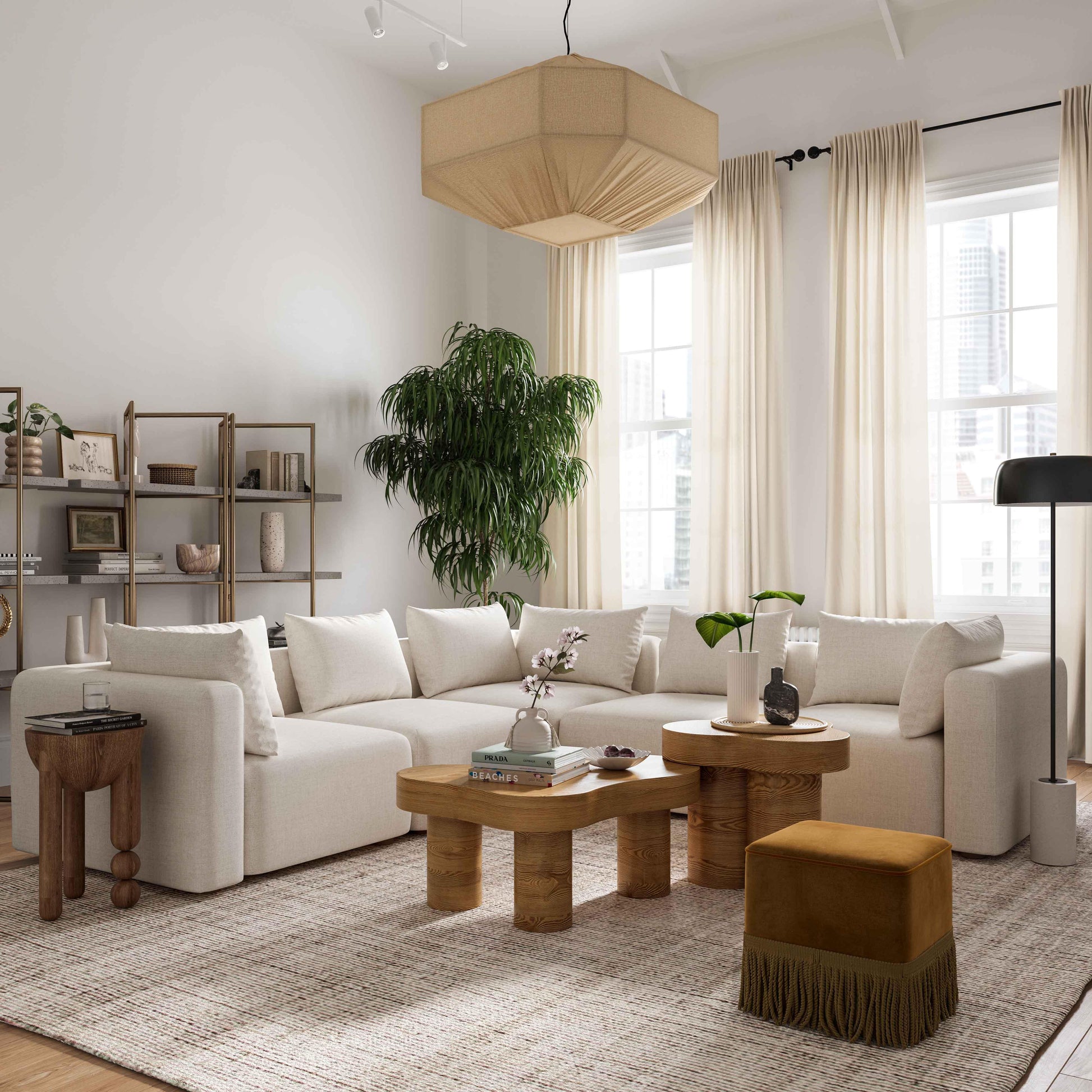 Hangover 81" Cream Performance Linen Loveseat Cream by Tov Furniture