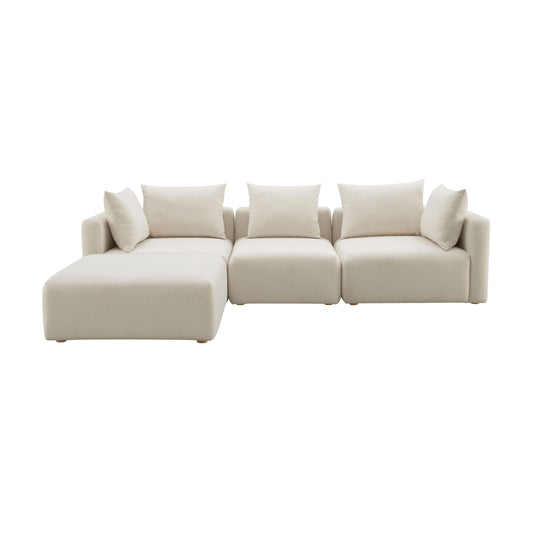 Hangover 4 Piece Cream Performance Linen Modular Sectional by TOV L68788 Sec