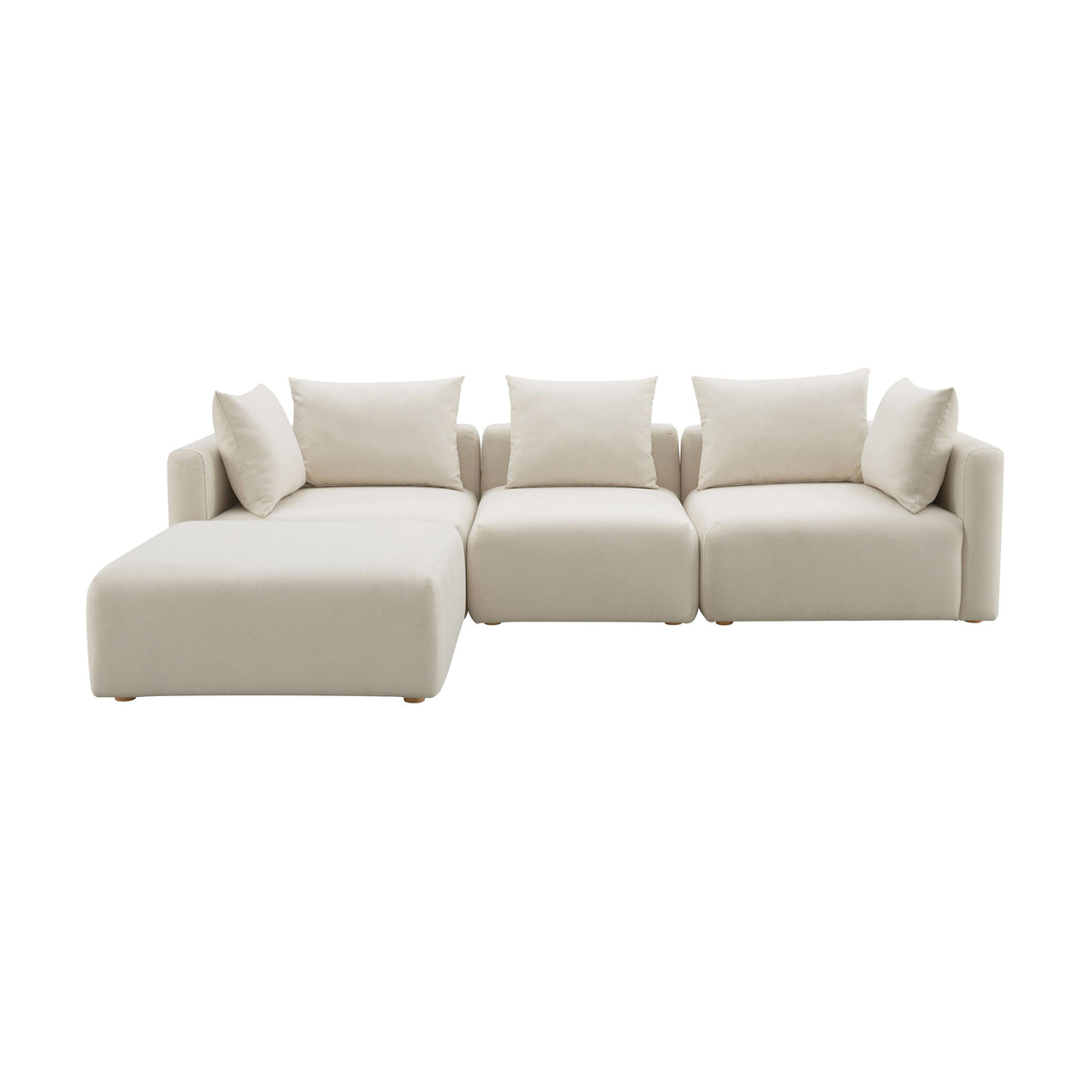 Hangover 4-Piece Cream Performance Linen Modular Sectional by TOV Furniture – photo 1 of 5