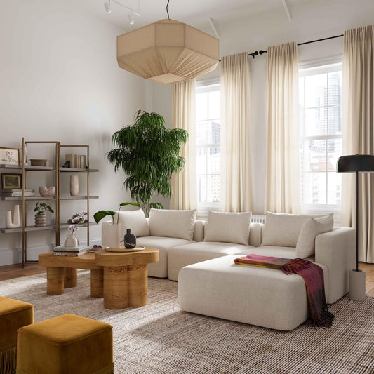 Hangover 4-Piece Cream Performance Linen Modular Sectional by TOV Furniture – photo 2 of 5