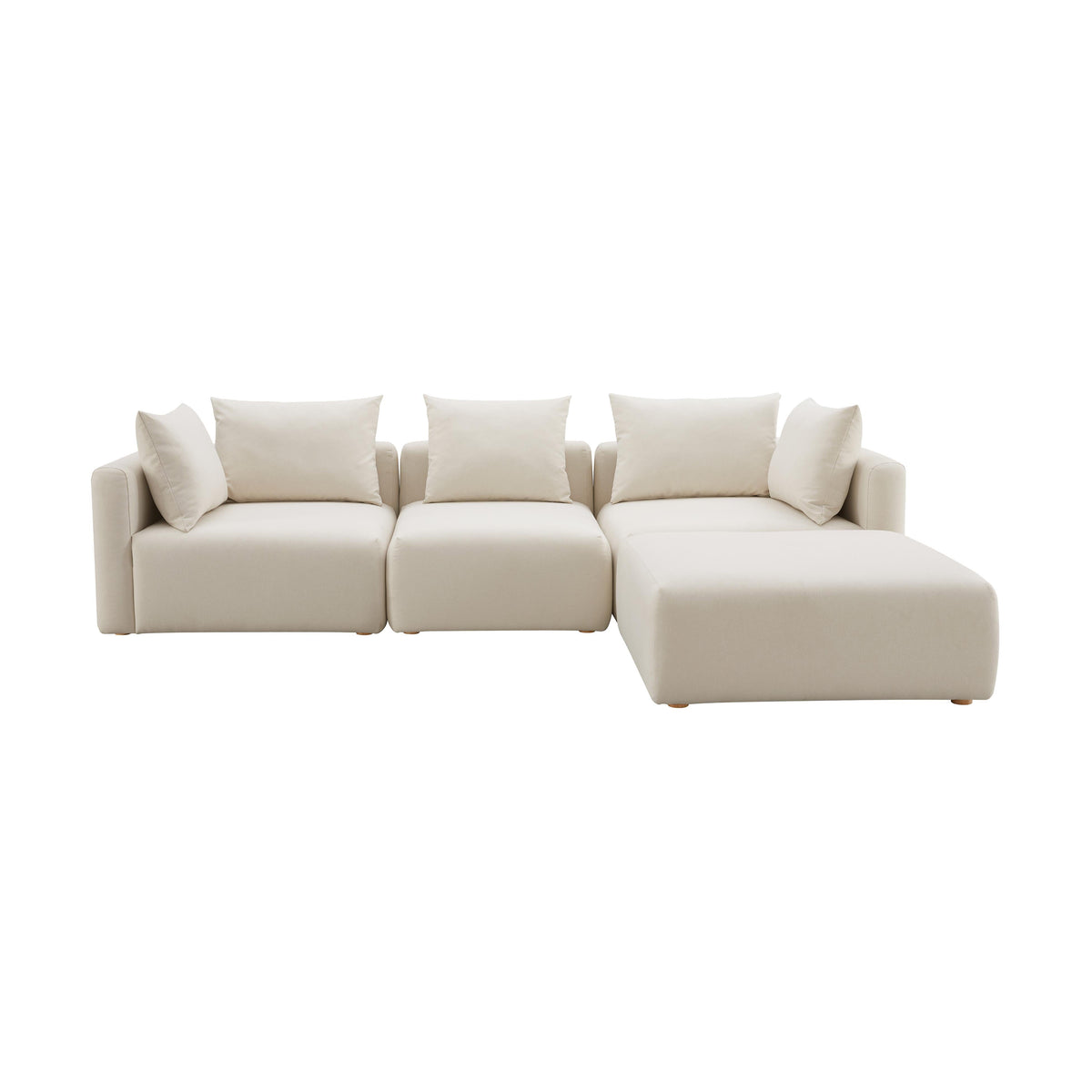 Hangover 4-Piece Cream Performance Linen Modular Sectional by TOV Furniture – photo 3 of 5