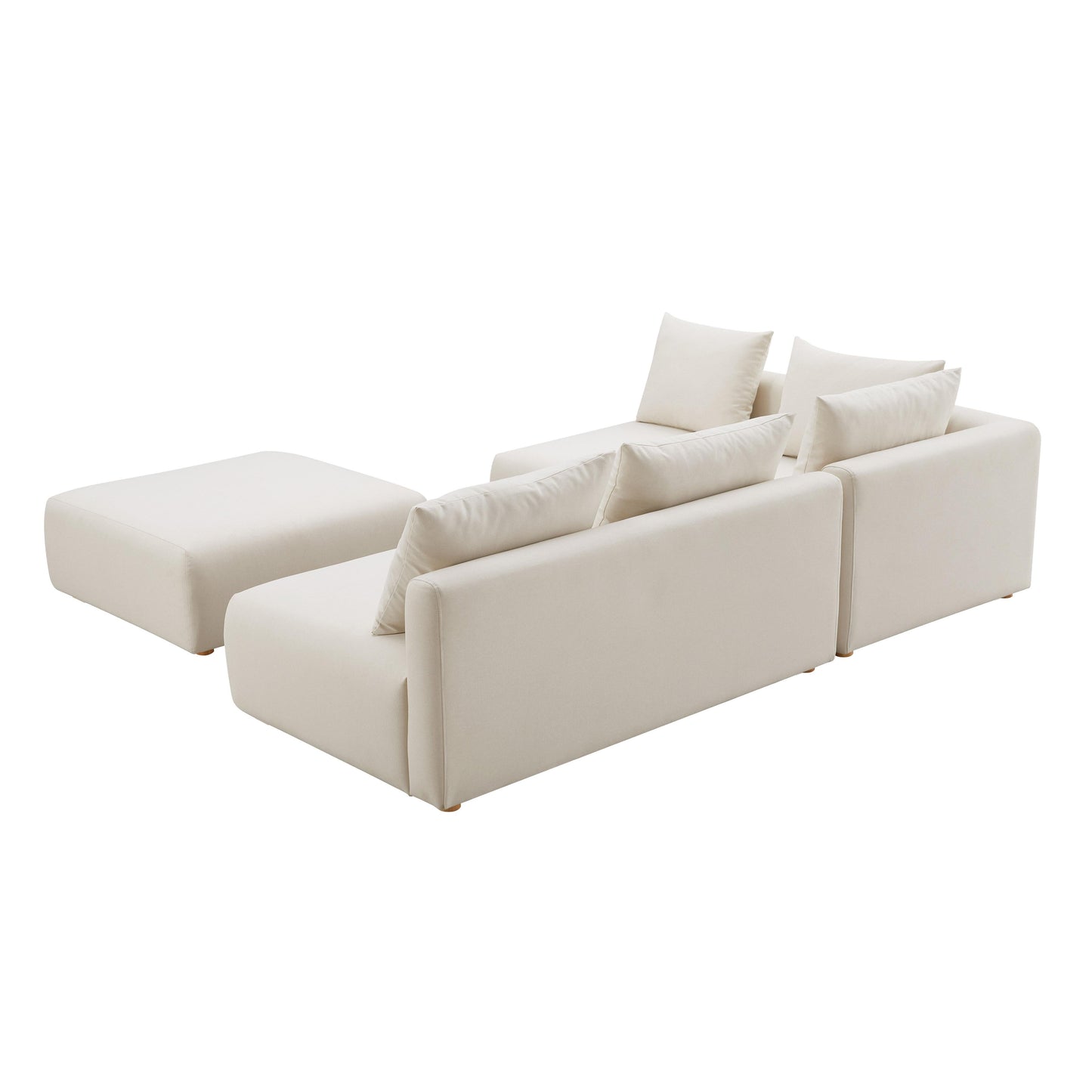 Hangover 4 Piece Cream Performance Linen Modular Chaise Sectional by TOV L68788 Sec1