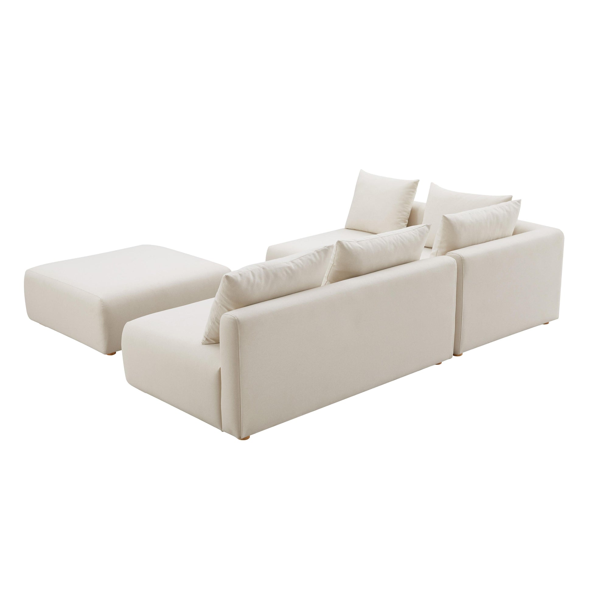 Hangover 4 Piece Cream Performance Linen Modular Chaise Sectional by TOV L68788 Sec1