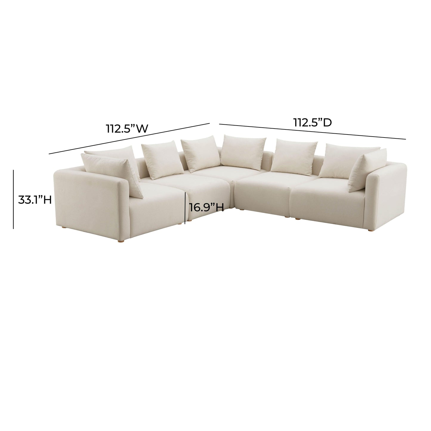 Hangover 5 Piece Cream Performance Linen Modular L Sectional by TOV L68788 Sec2