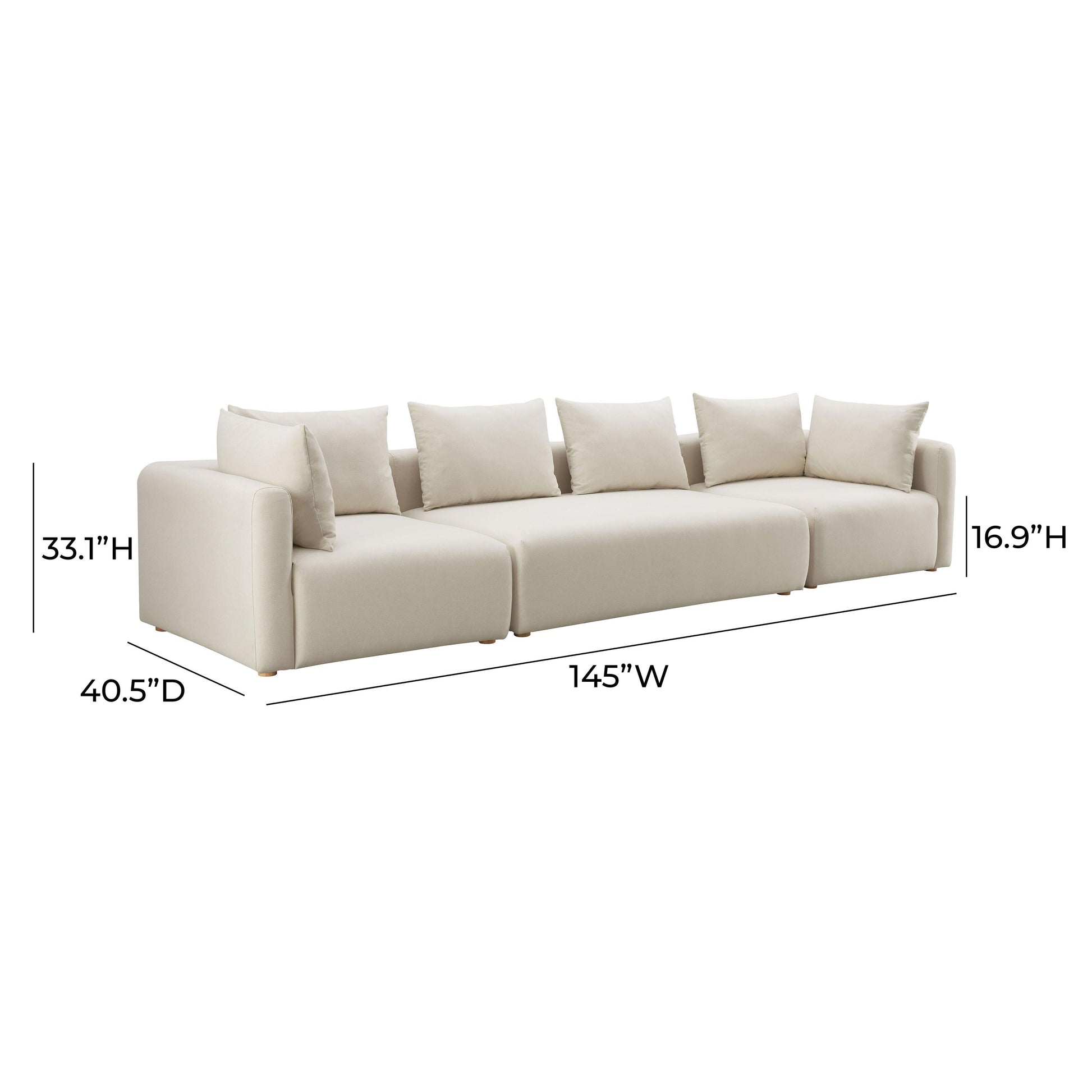 Hangover 145 Cream Performance Linen Long Sofa by TOV L68788 So1
