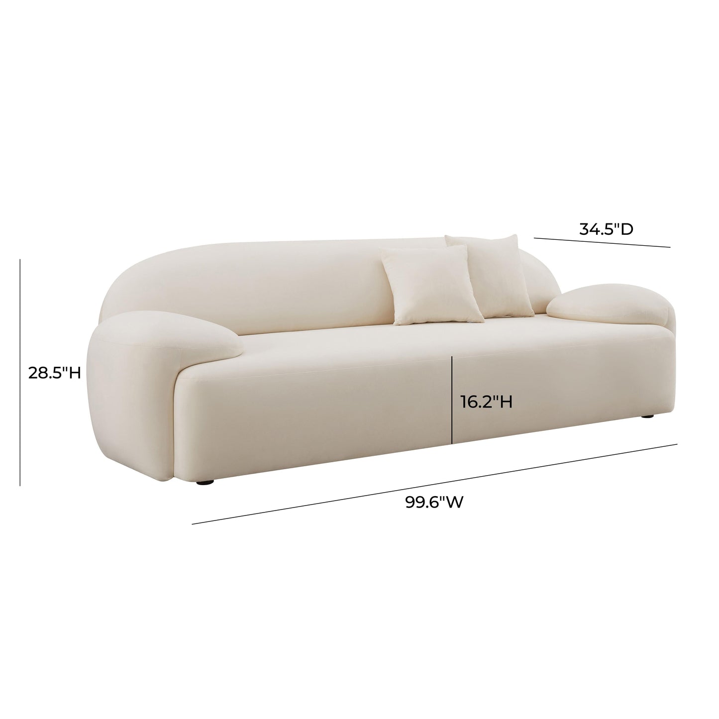 Allegra Cream Velvet Sofa by TOV