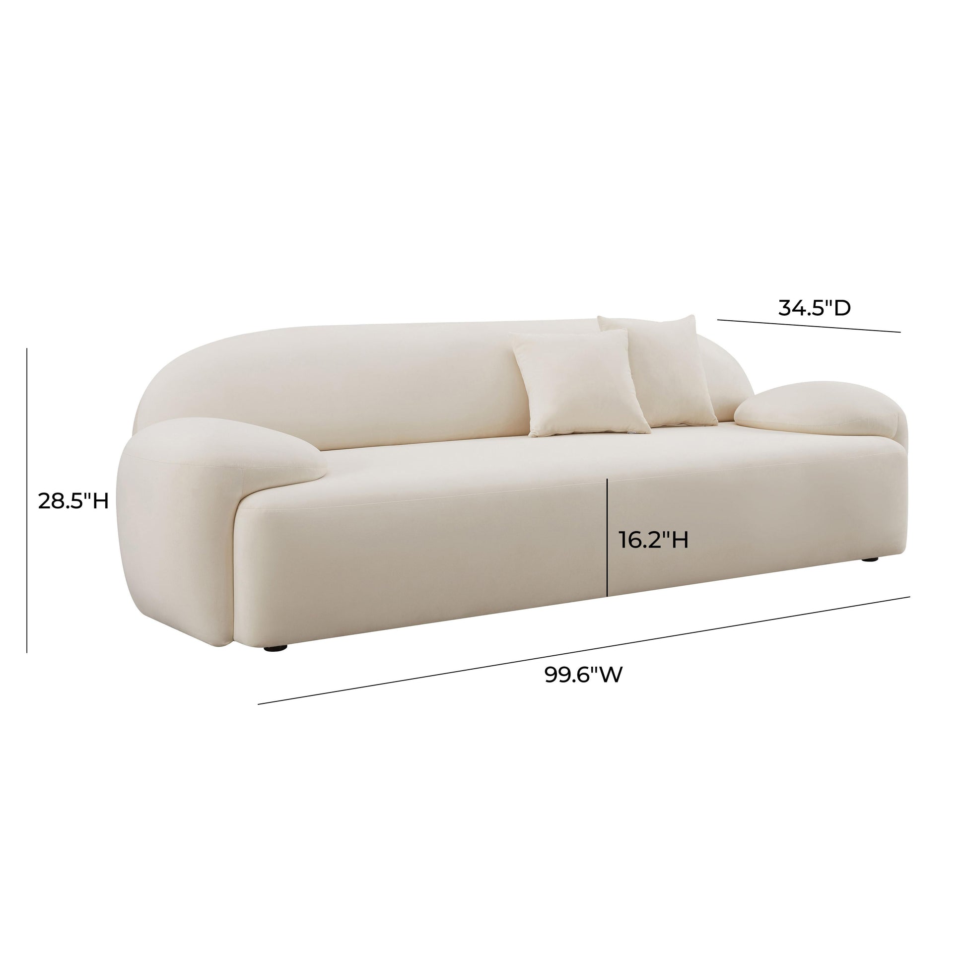 Allegra Cream Velvet Sofa by TOV