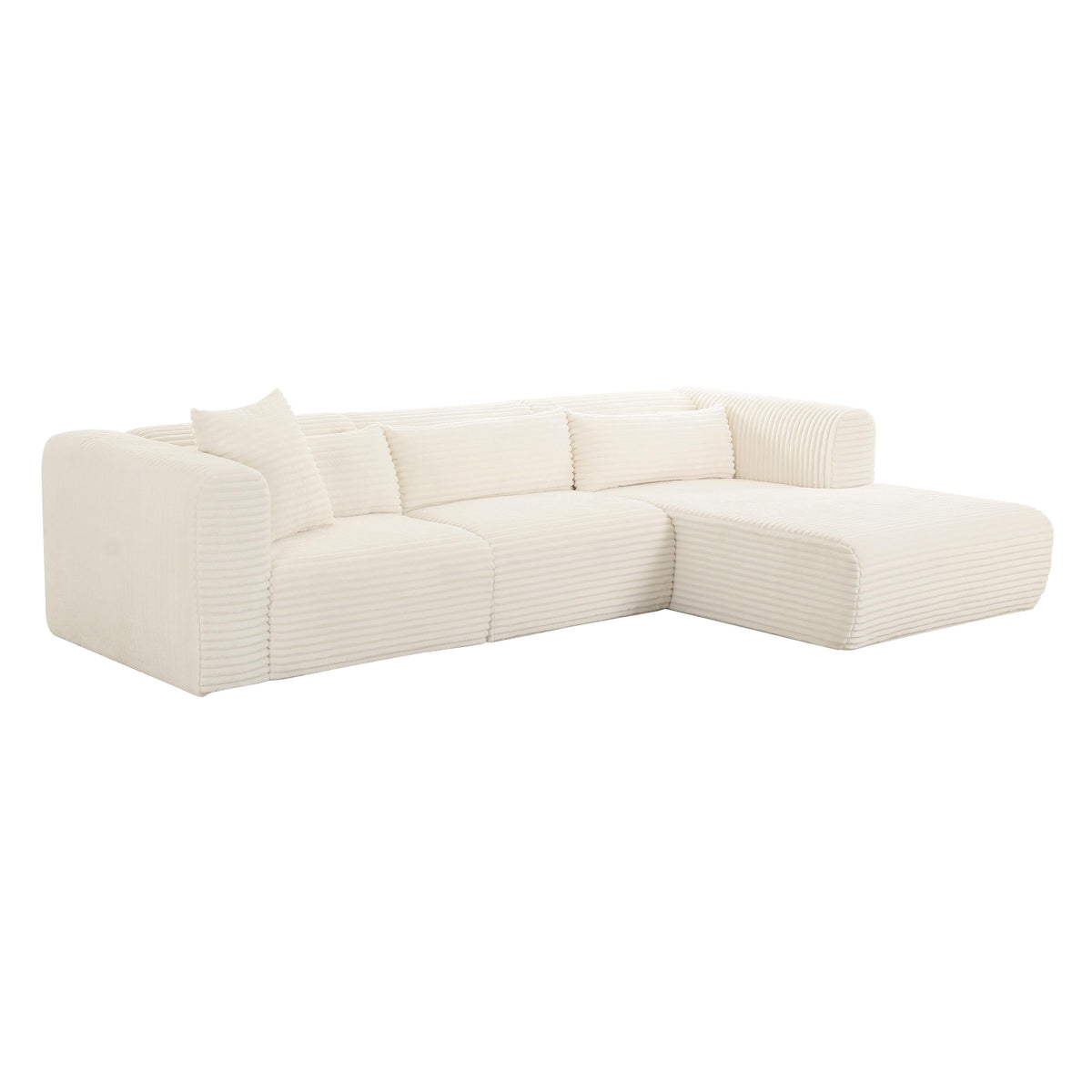 Tarra Fluffy Oversized Cream Performance Corduroy Modular RAF Sectional by TOV Furniture – photo 1 of 6