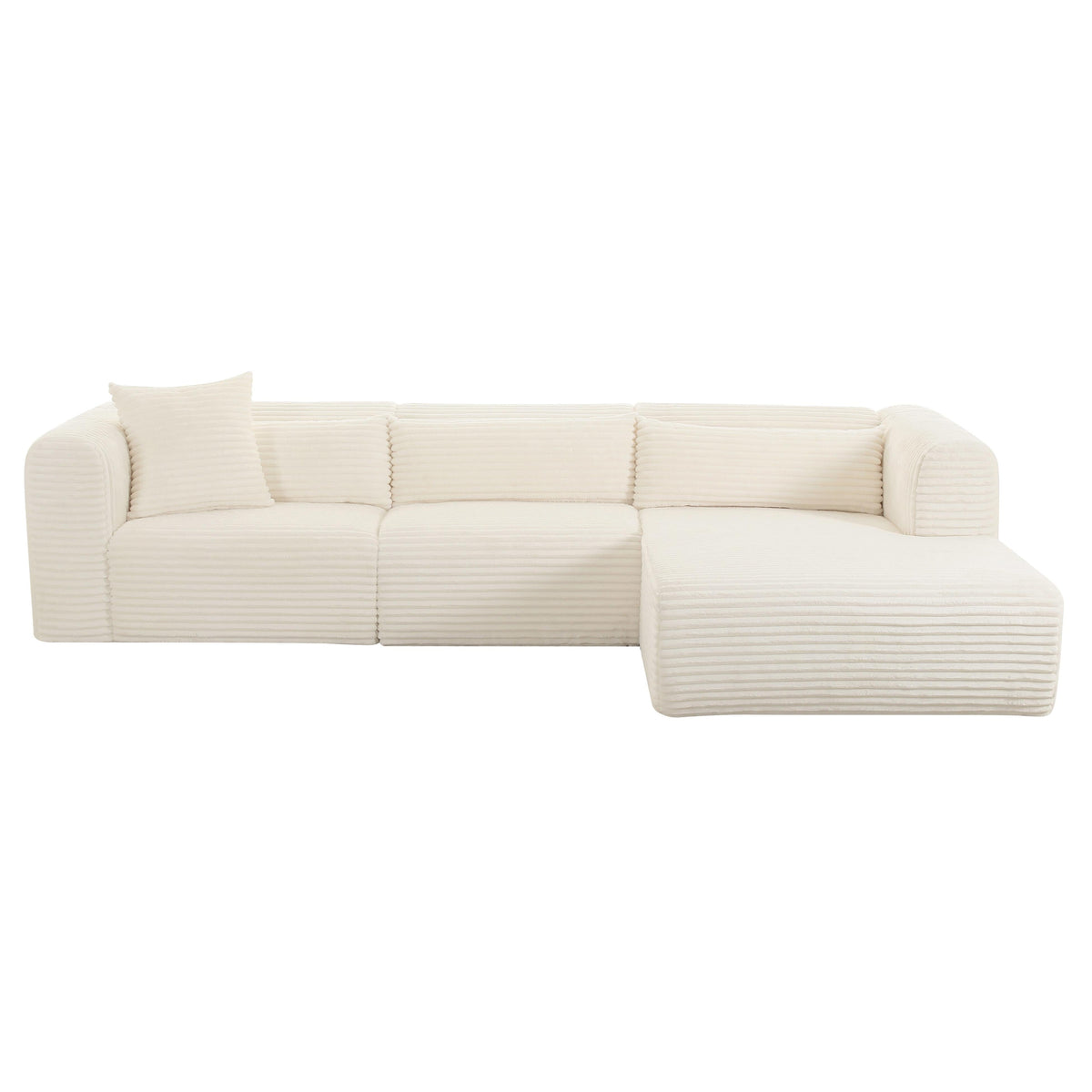 Tarra Fluffy Oversized Cream Performance Corduroy Modular RAF Sectional by TOV Furniture – photo 3 of 6