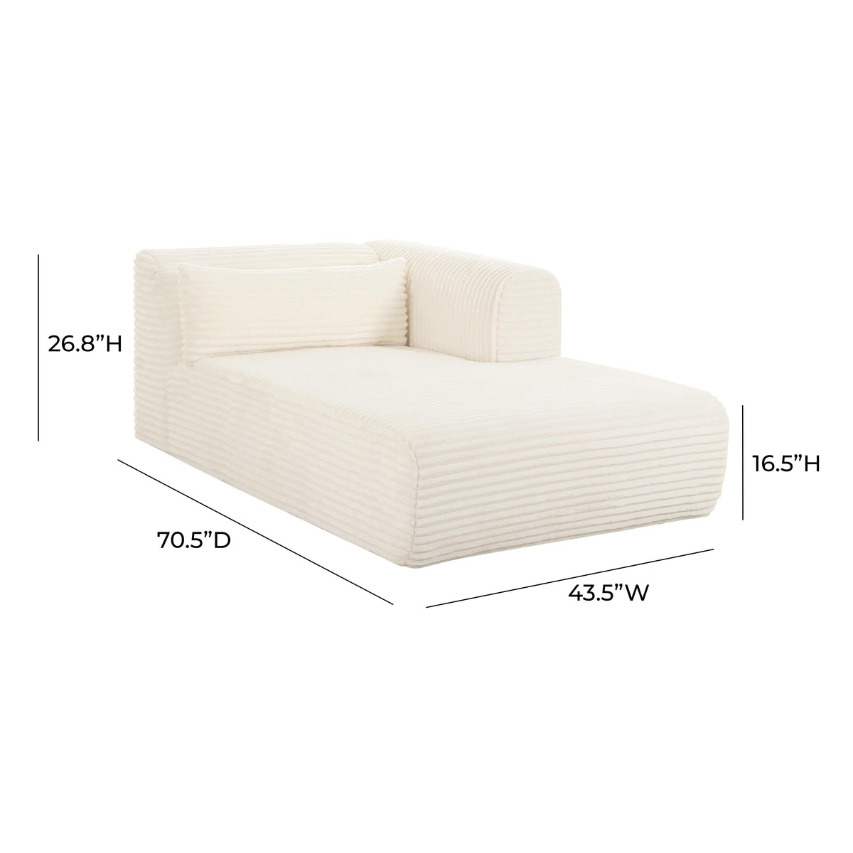 Tarra Fluffy Oversized Cream Performance Corduroy Modular RAF Chaise by TOV Furniture – photo 6 of 6