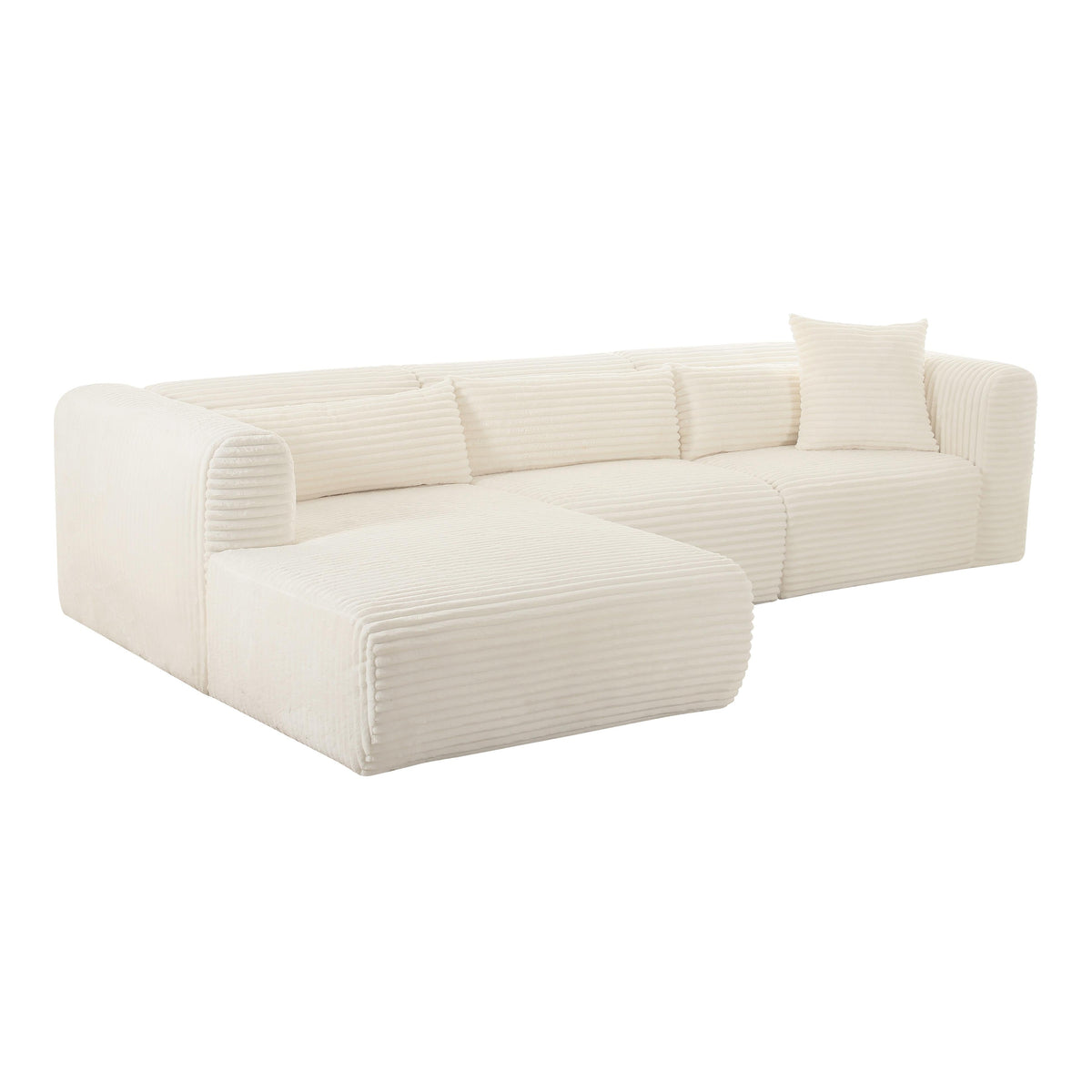 Tarra Fluffy Oversized Cream Performance Corduroy Modular LAF Sectional by TOV Furniture – photo 1 of 6