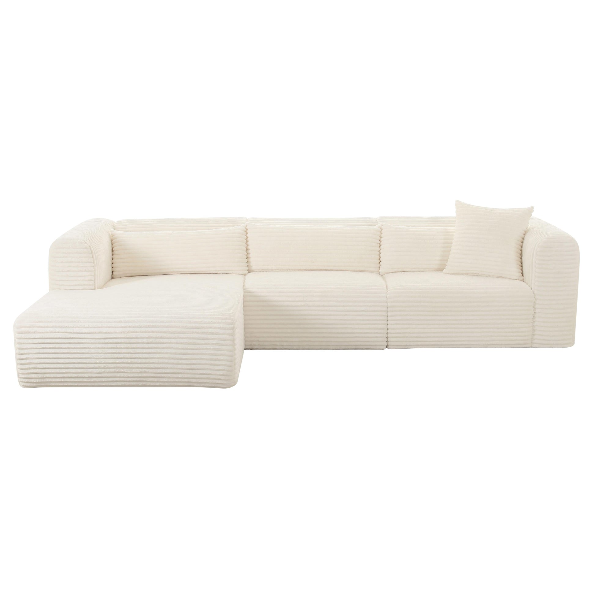 Tarra 3 Piece Fluffy Oversized Corduroy Modular L Shaped Sectional by TOV L69006 L69010