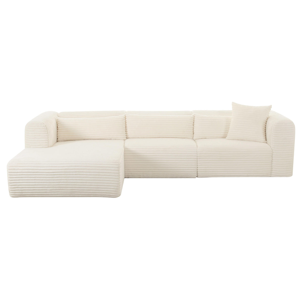Tarra Fluffy Oversized Cream Performance Corduroy Modular LAF Sectional by TOV Furniture – photo 3 of 6