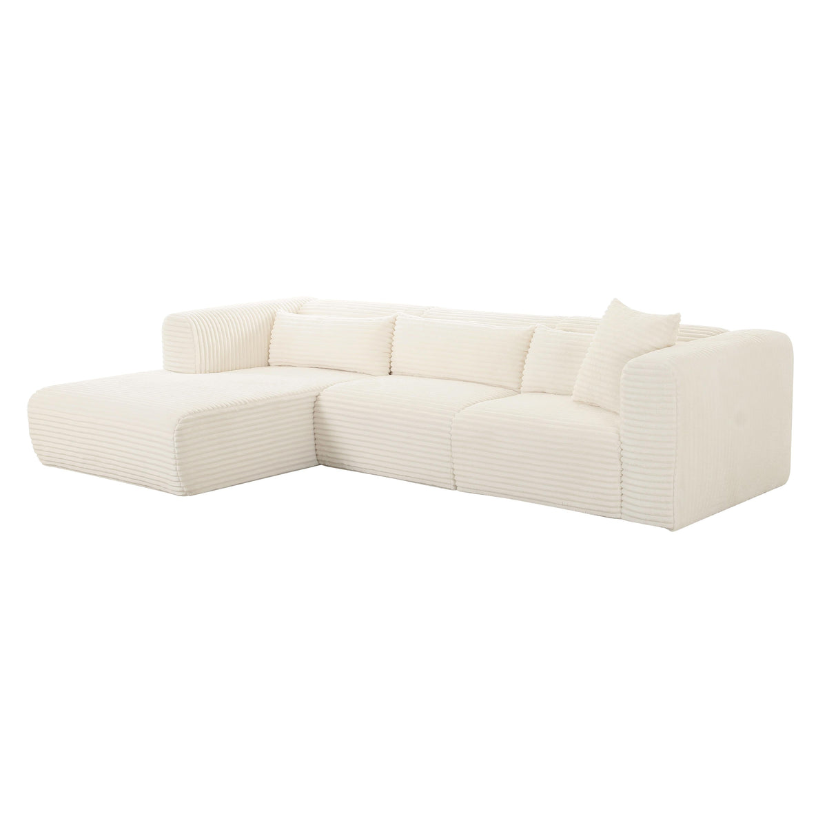 Tarra Fluffy Oversized Cream Performance Corduroy Modular LAF Sectional by TOV Furniture – photo 5 of 6