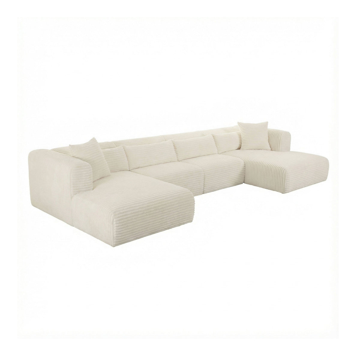 Tarra 4-Piece Fluffy Oversized Cream Corduroy Modular U-Sectional by TOV Furniture – photo 3 of 7