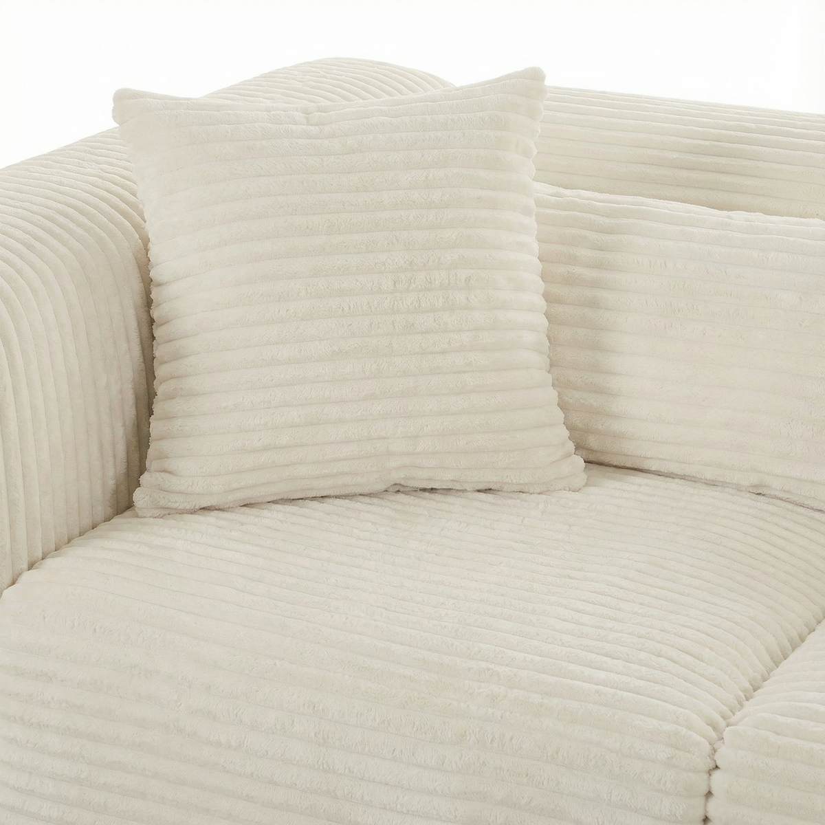 Tarra 4-Piece Fluffy Oversized Cream Corduroy Modular U-Sectional by TOV Furniture – photo 5 of 7