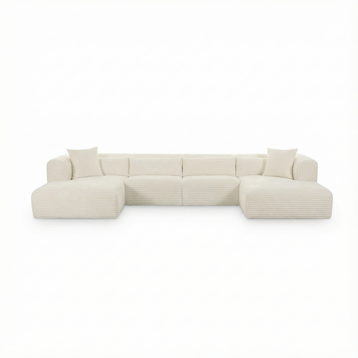 Tarra 4-Piece Fluffy Oversized Cream Corduroy Modular U-Sectional by TOV Furniture – photo 1 of 7