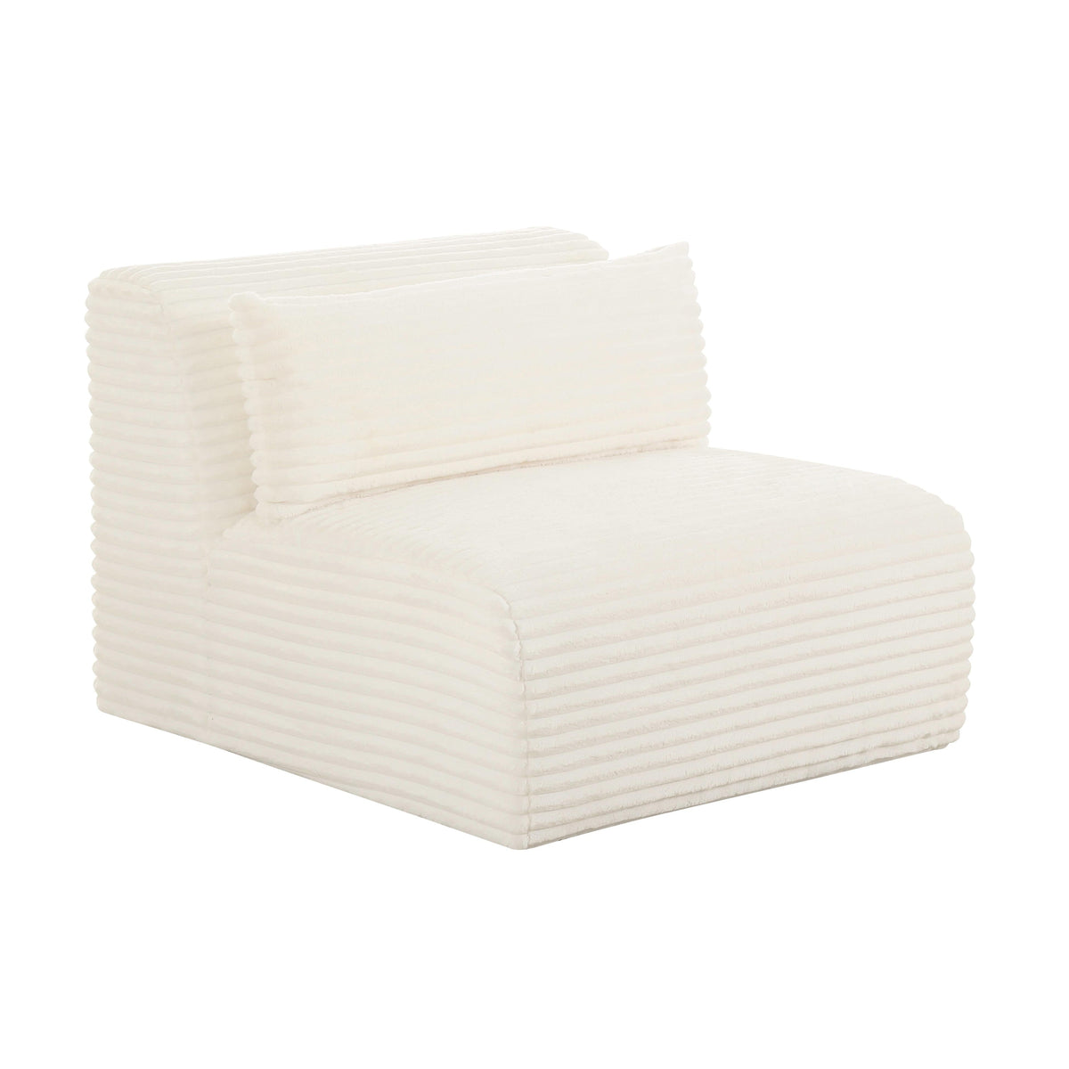 Tarra Fluffy Oversized Cream Performance Corduroy Modular Armless Chair by TOV Furniture – photo 1 of 6