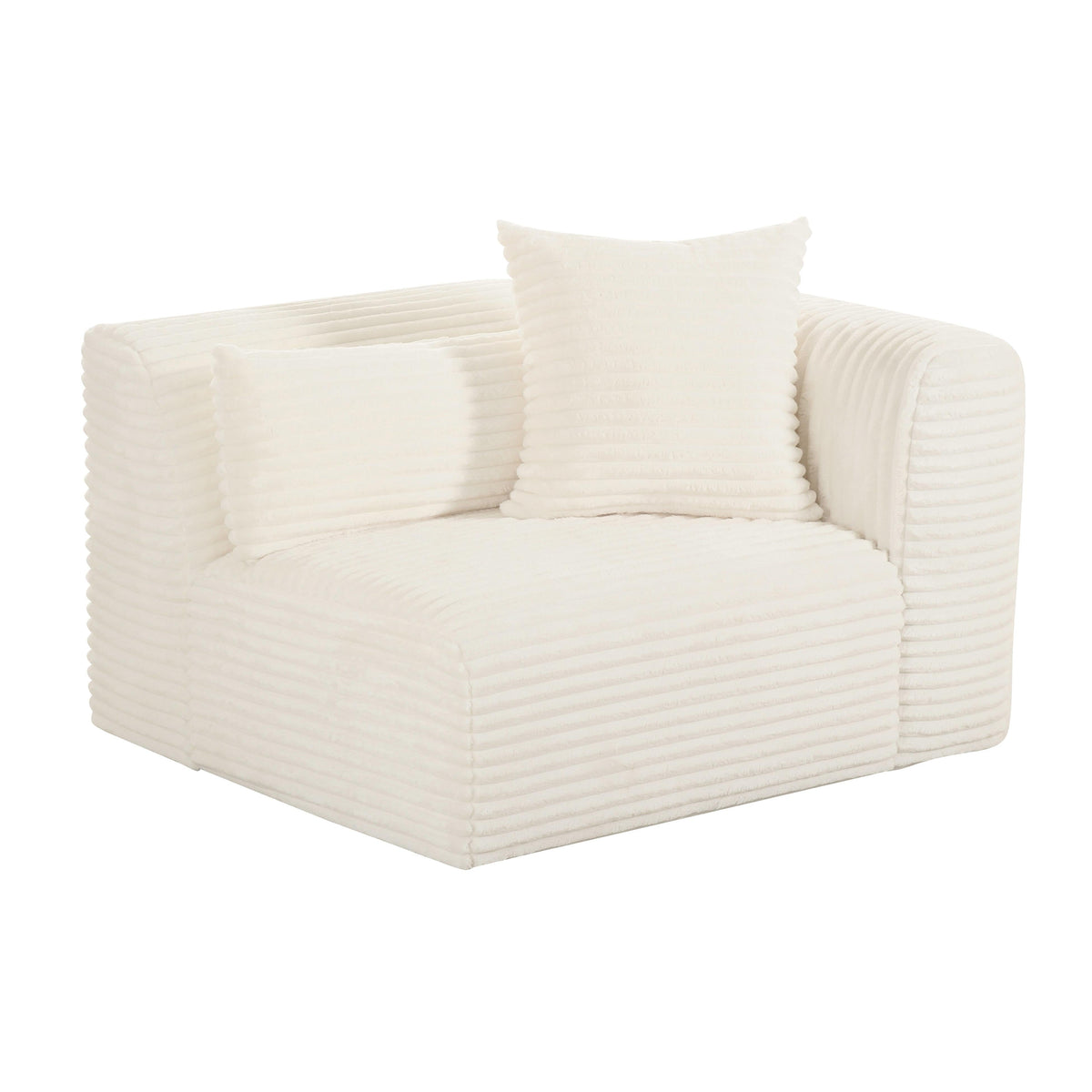 Tarra Fluffy Oversized Cream Performance Corduroy Modular RAF Corner Chair by TOV Furniture – photo 1 of 6