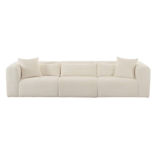 Tarra Fluffy Oversized Cream Performance Corduroy Modular Sofa by TOV Furniture – photo 2 of 6