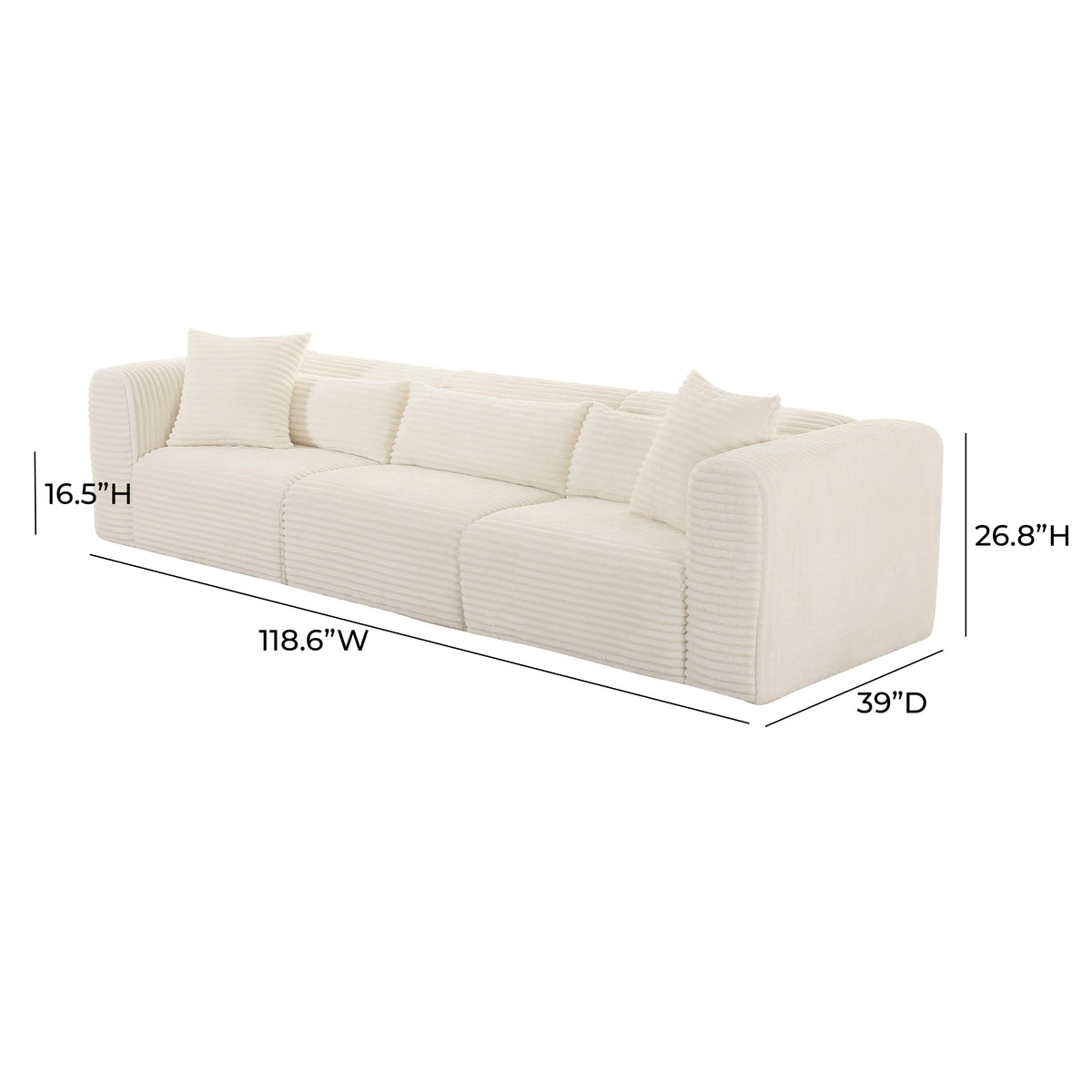 Tarra Fluffy Oversized Cream Performance Corduroy Modular Sofa by TOV Furniture – photo 6 of 6
