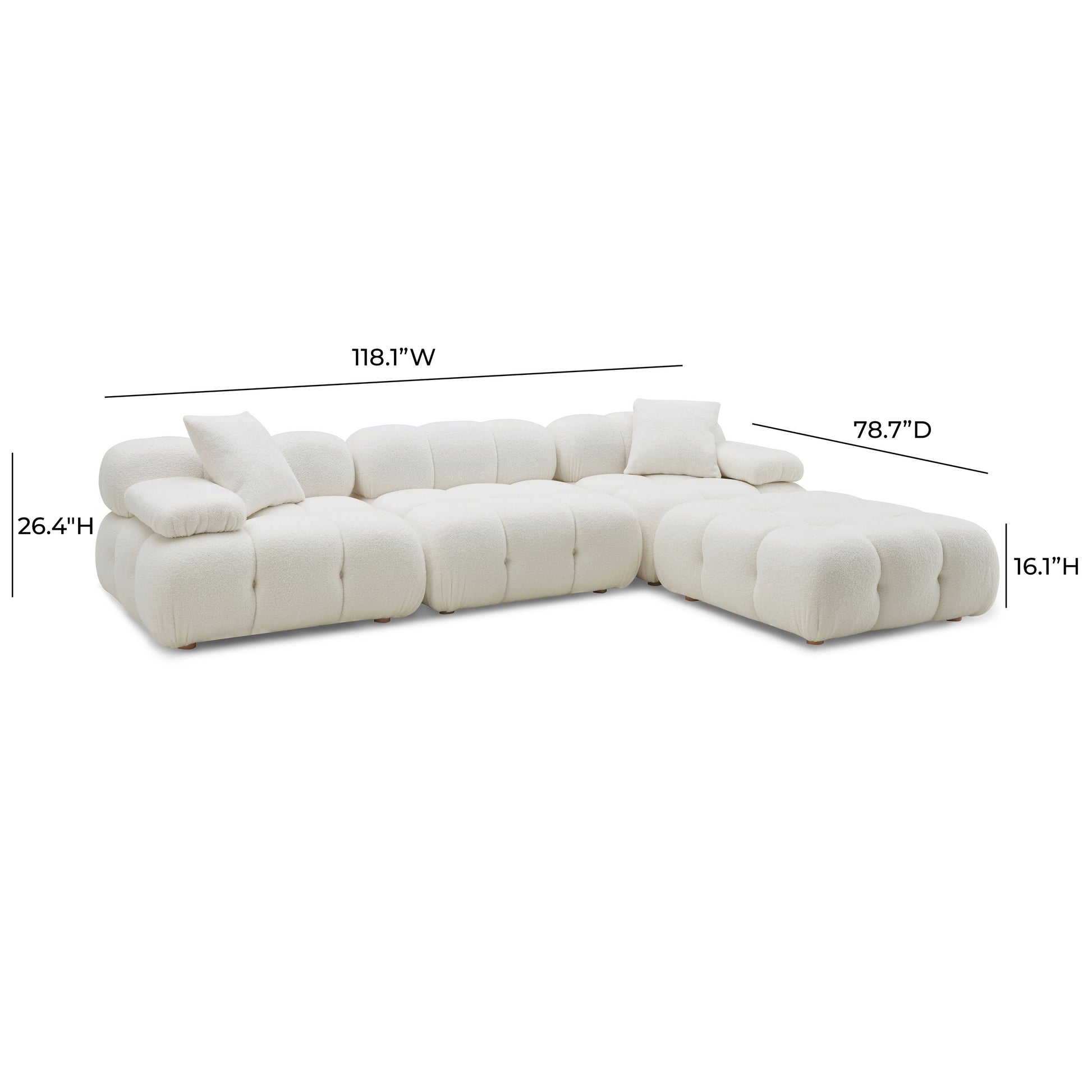 Calliope 4 Piece Vegan Shearling Modular Sectional by TOV L68922 Sec