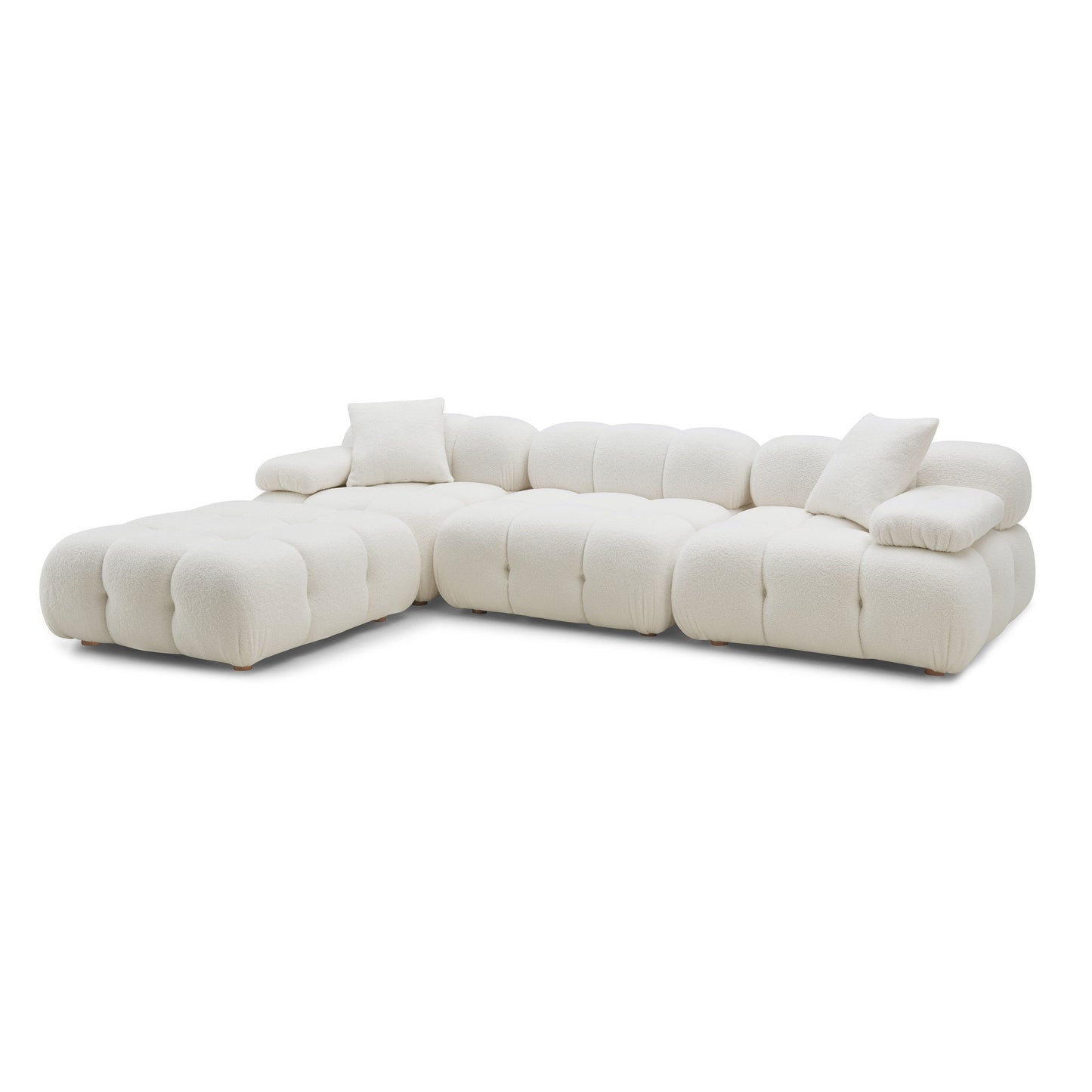 Calliope 4-Piece Performance Vegan Shearling Modular Sectional Cream by Tov Furniture