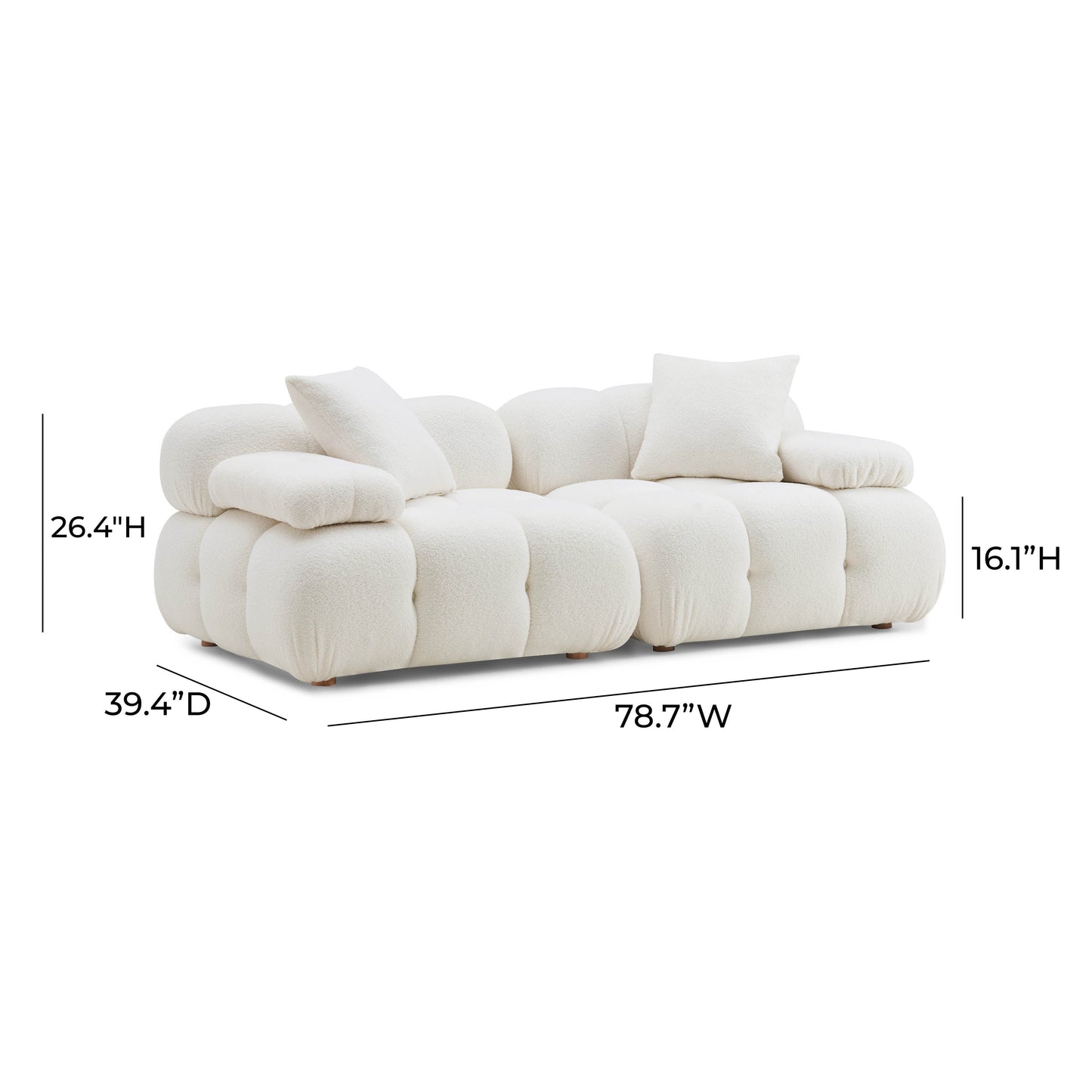 Calliope 79 Vegan Shearling Modular Loveseat by TOV L68923