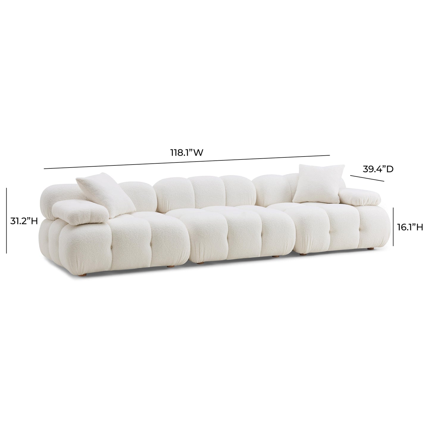 Calliope 118 Vegan Shearling Modular Sofa by TOV L69306