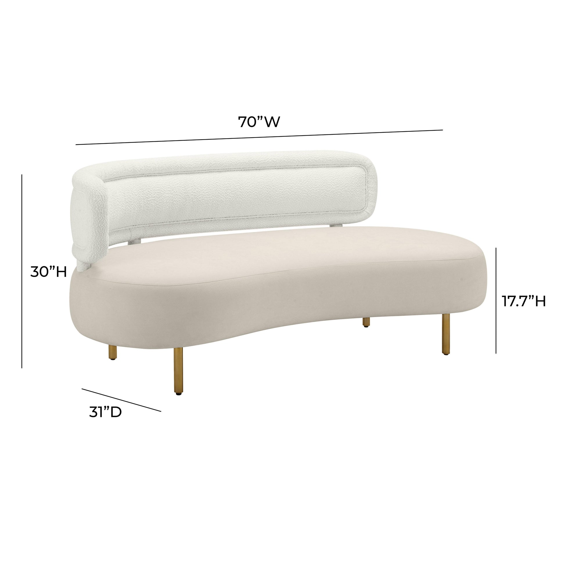 Tischa 70" Performance Fabric Sofa Cream, Grey by Tov Furniture