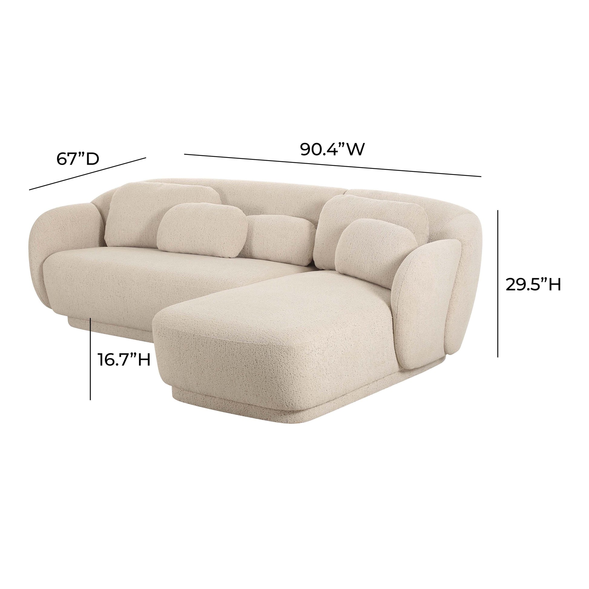 Misty 2 Piece Cream Boucle L Shaped Sectional by TOV L68957 Sec
