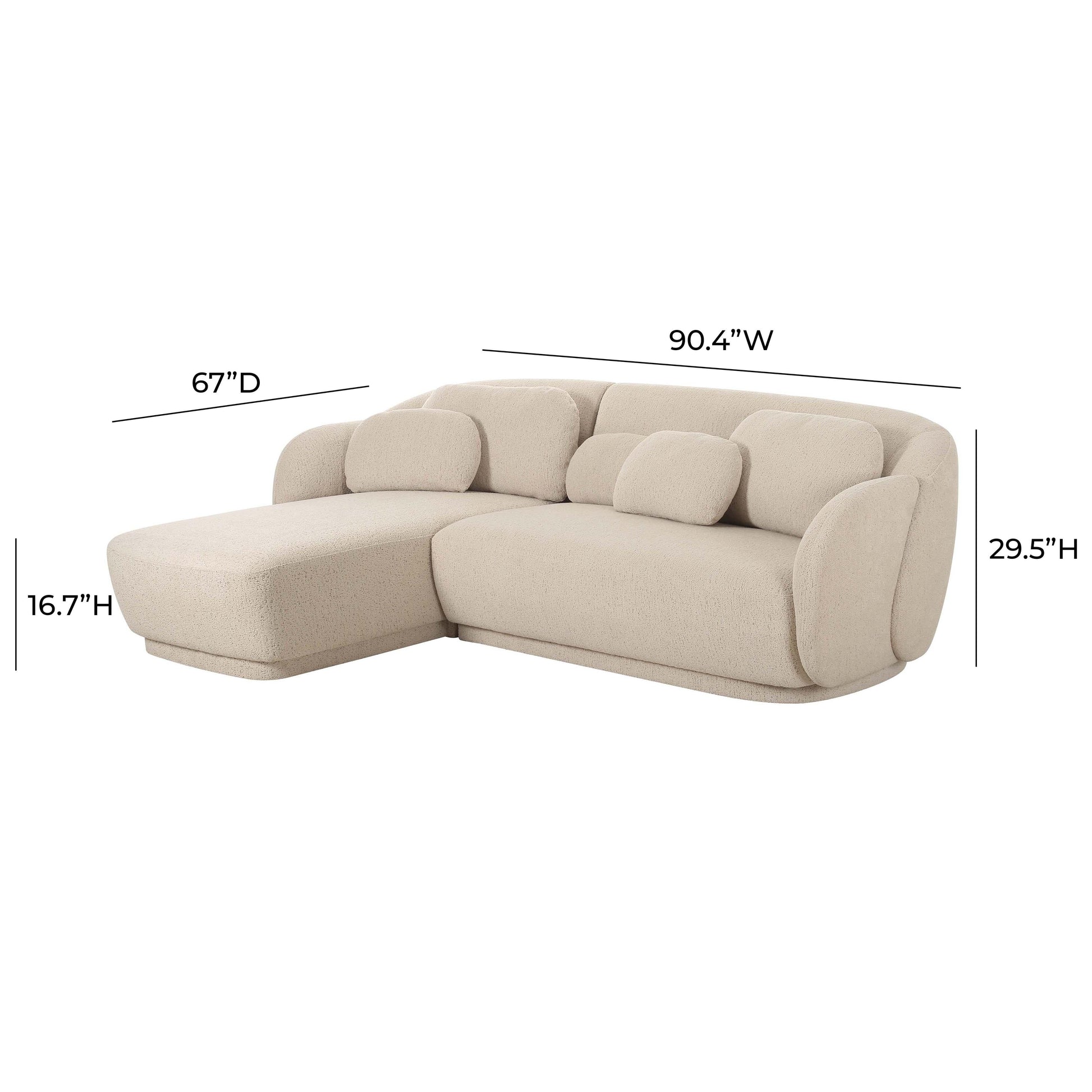 Misty 2 Piece Cream Boucle L Shaped Sectional by TOV L68957 Sec