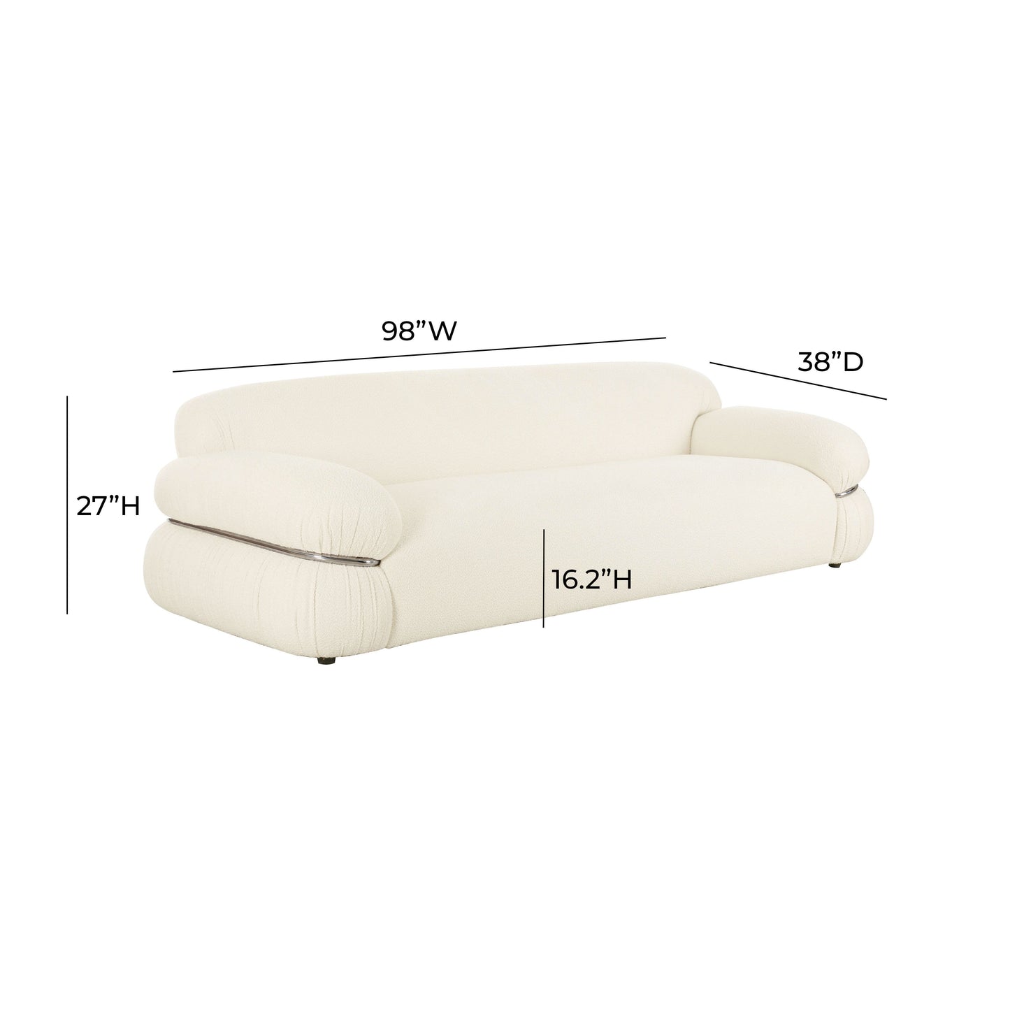 Leyla 98 Cream Boucle Sofa by TOV L68964
