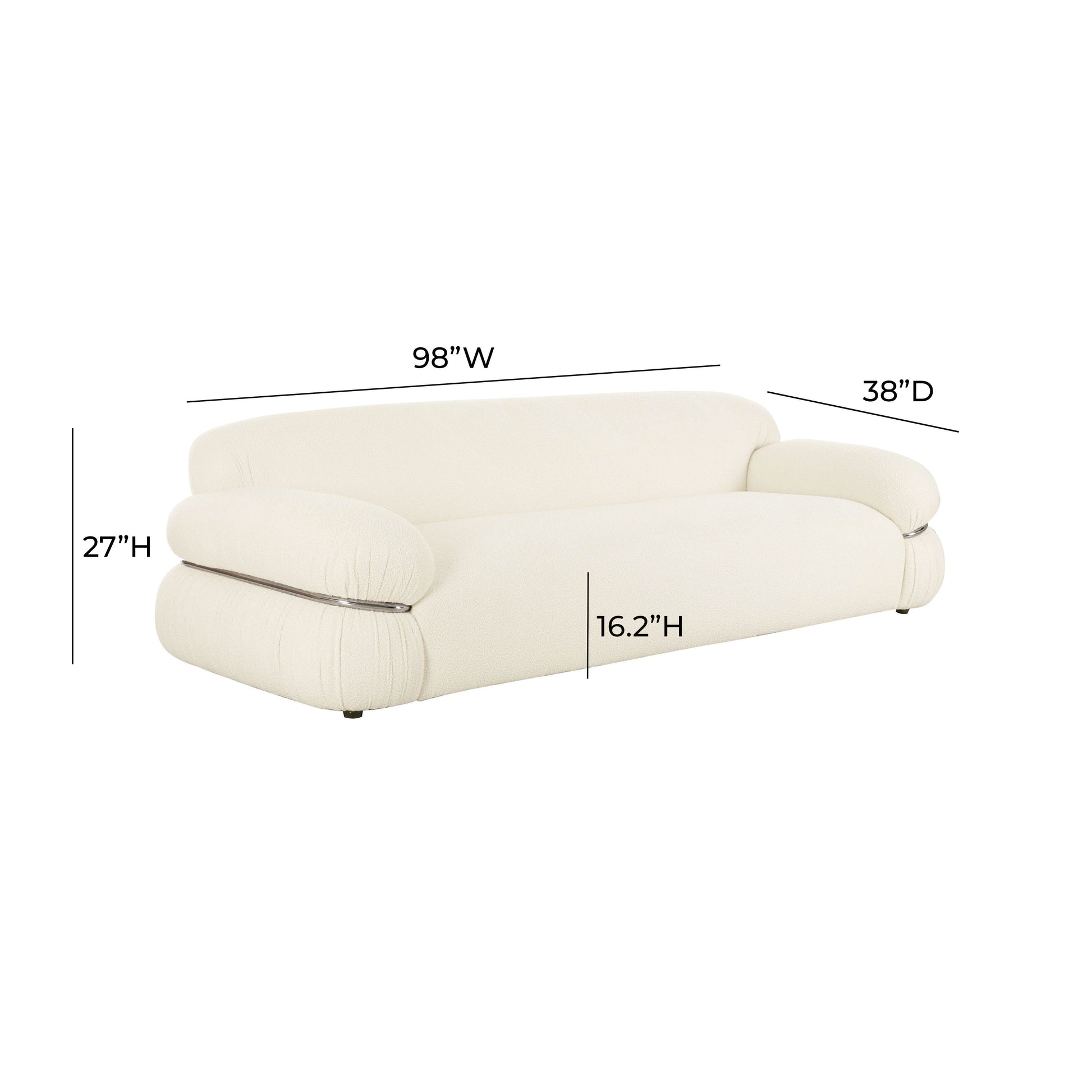 Leyla 98 Cream Boucle Sofa by TOV L68964
