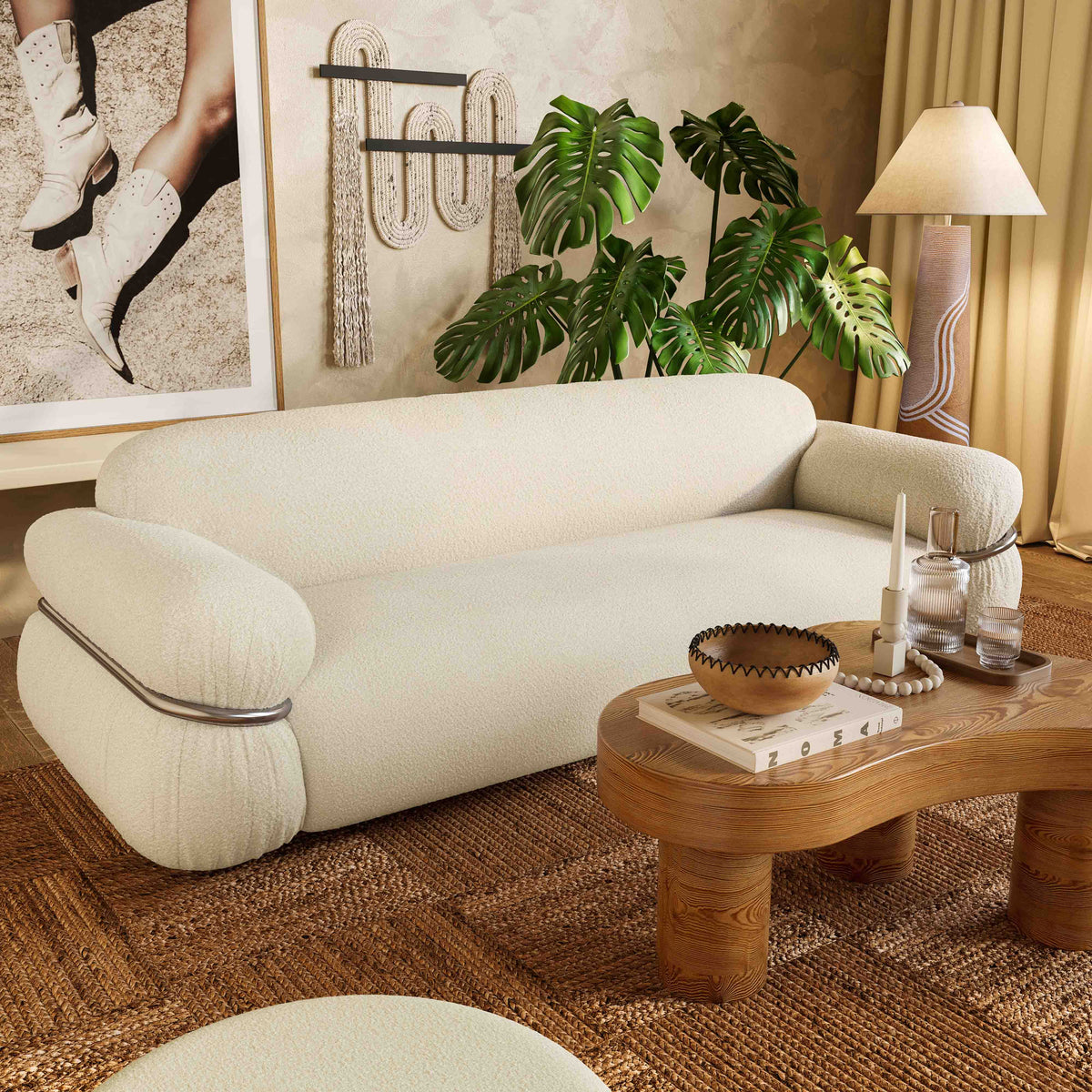 Leyla 98" Cream Performance Boucle Sofa by TOV Furniture – photo 2 of 6