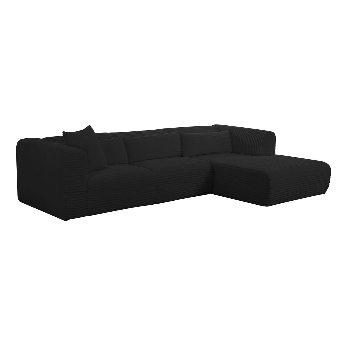Tarra Fluffy Oversized Black Performance Corduroy Modular RAF Sectional by TOV Furniture – photo 1 of 8