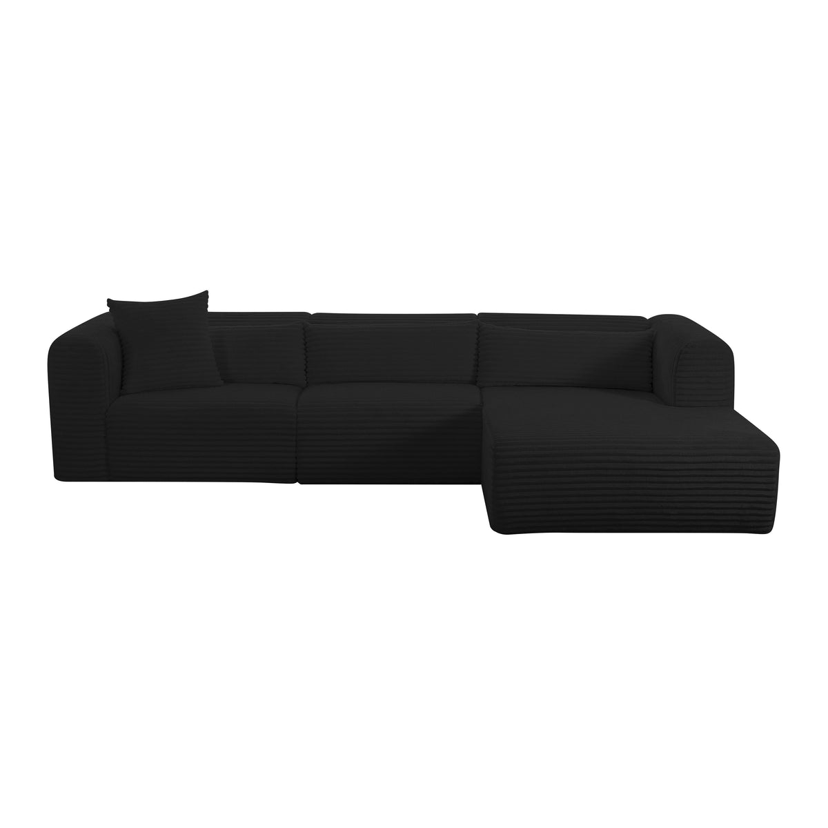 Tarra Fluffy Oversized Black Performance Corduroy Modular RAF Sectional by TOV Furniture – photo 3 of 8