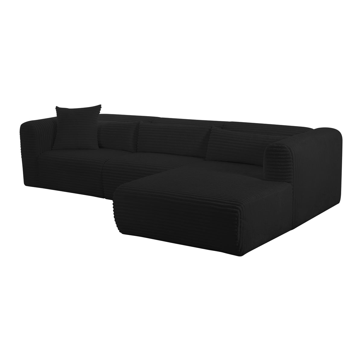Tarra Fluffy Oversized Black Performance Corduroy Modular RAF Sectional by TOV Furniture – photo 4 of 8