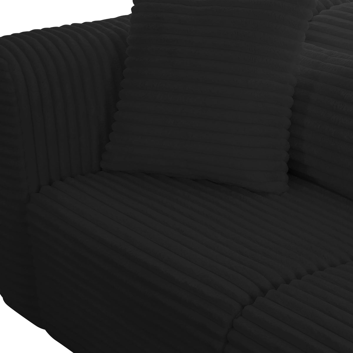 Tarra Fluffy Oversized Black Performance Corduroy Modular RAF Sectional by TOV Furniture – photo 7 of 8