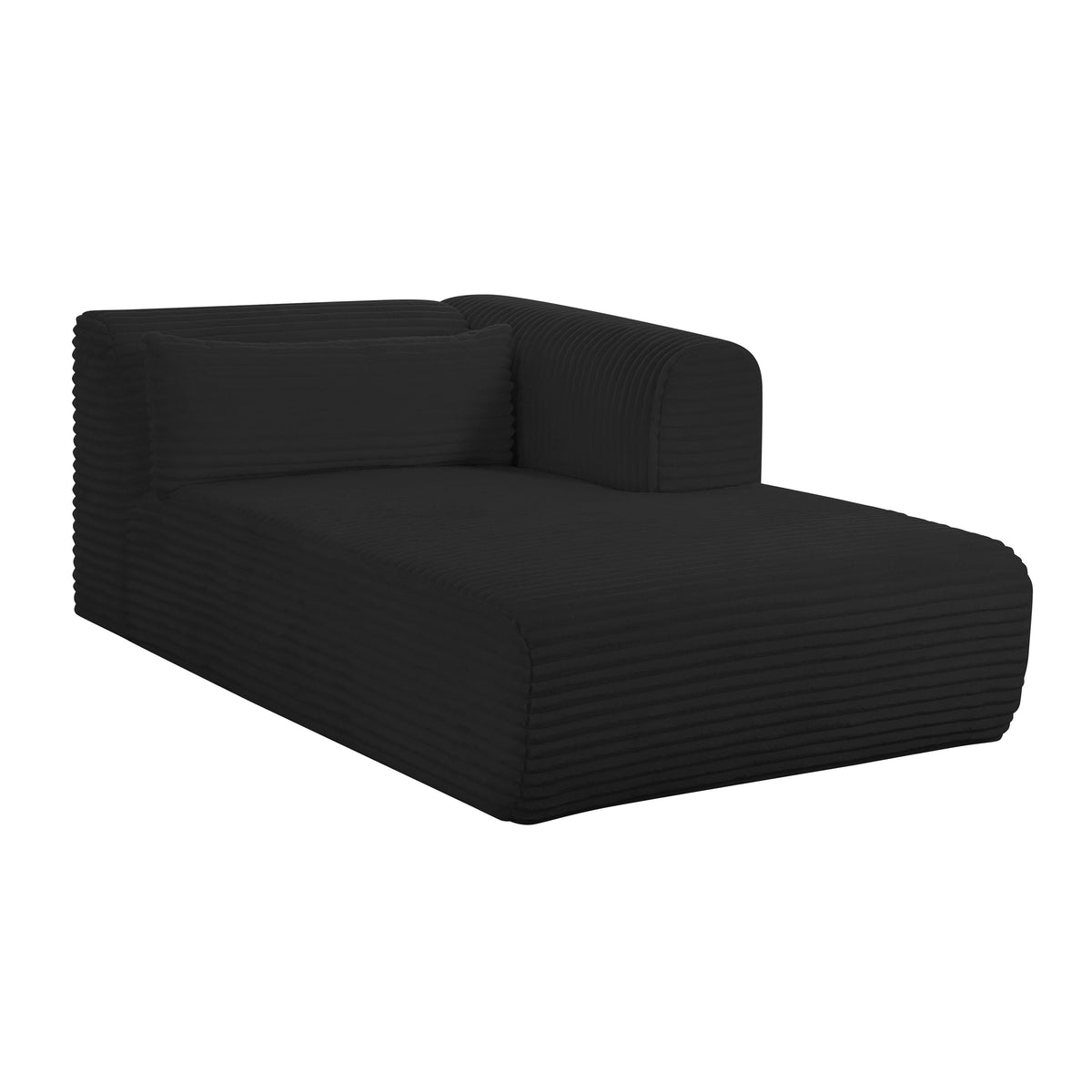 Tarra Fluffy Oversized Black Performance Corduroy Modular RAF Chaise by TOV Furniture – photo 1 of 8