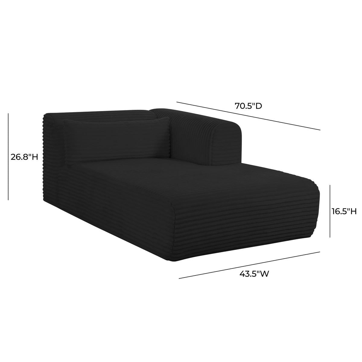 Tarra Fluffy Oversized Black Performance Corduroy Modular RAF Chaise by TOV Furniture – photo 8 of 8