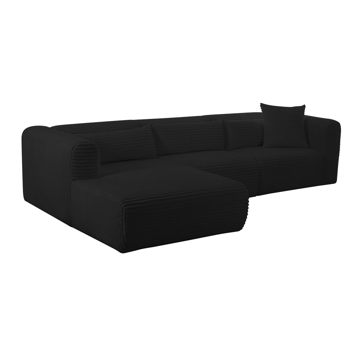 Tarra Fluffy Oversized Black Performance Corduroy Modular LAF Sectional by TOV Furniture – photo 1 of 8