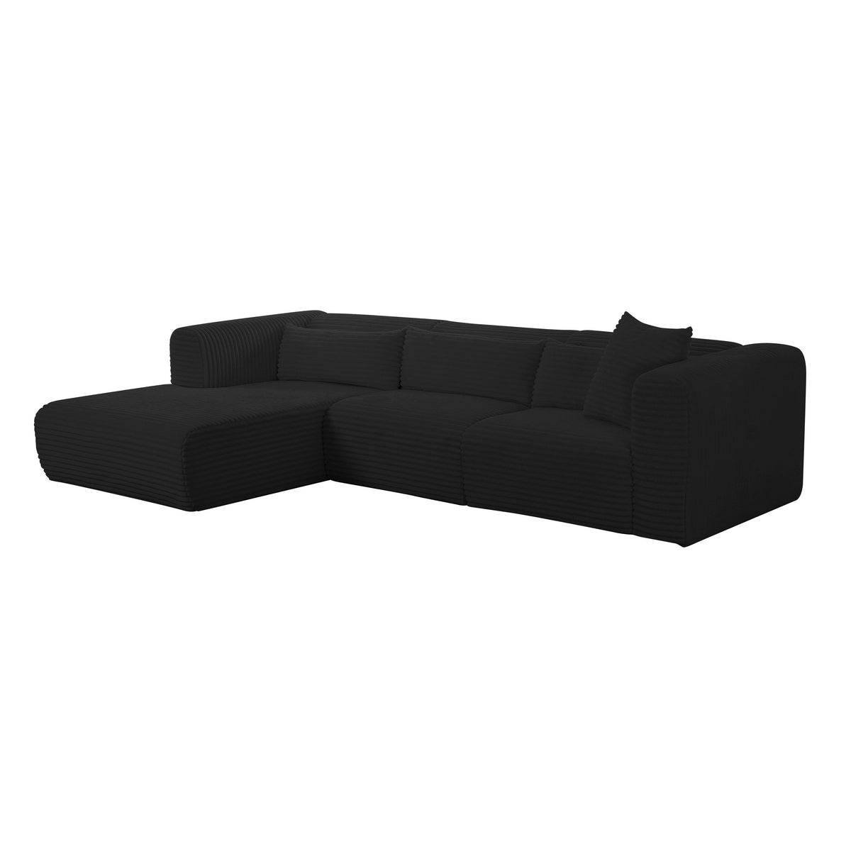 Tarra Fluffy Oversized Black Performance Corduroy Modular LAF Sectional by TOV Furniture – photo 4 of 8