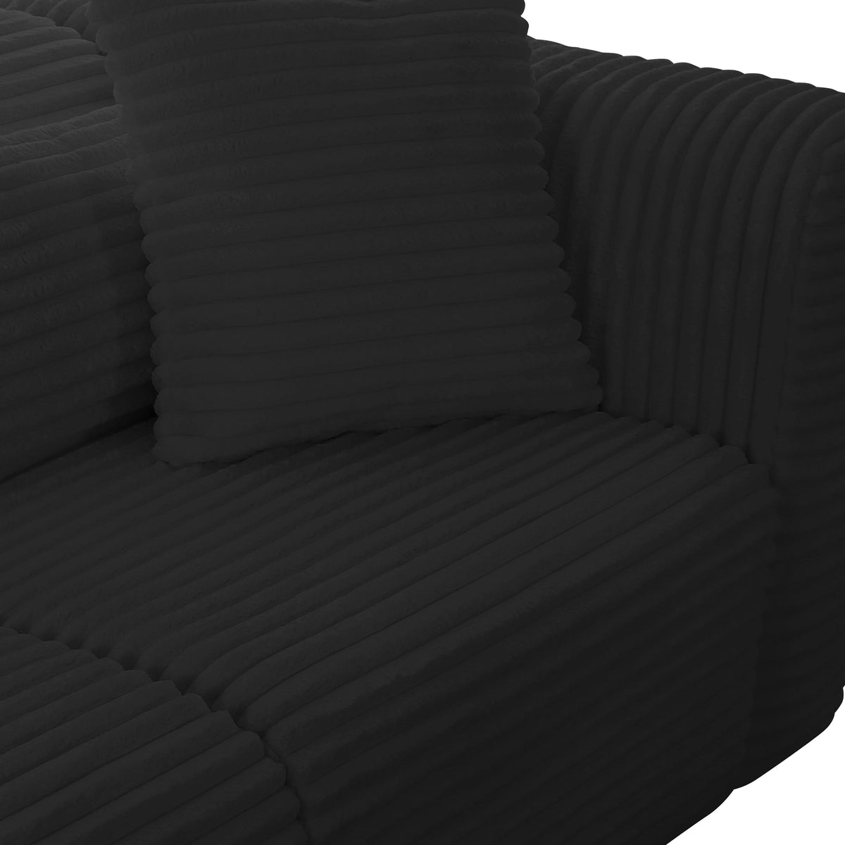 Tarra Fluffy Oversized Black Performance Corduroy Modular LAF Sectional by TOV Furniture – photo 7 of 8