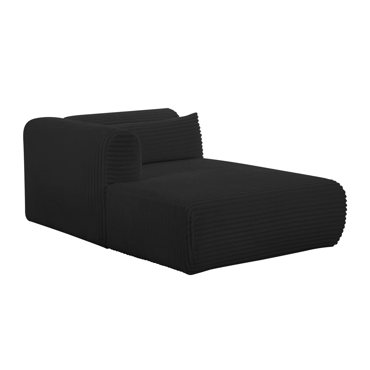 Tarra Fluffy Oversized Black Performance Corduroy Modular LAF Chaise by TOV Furniture – photo 1 of 8