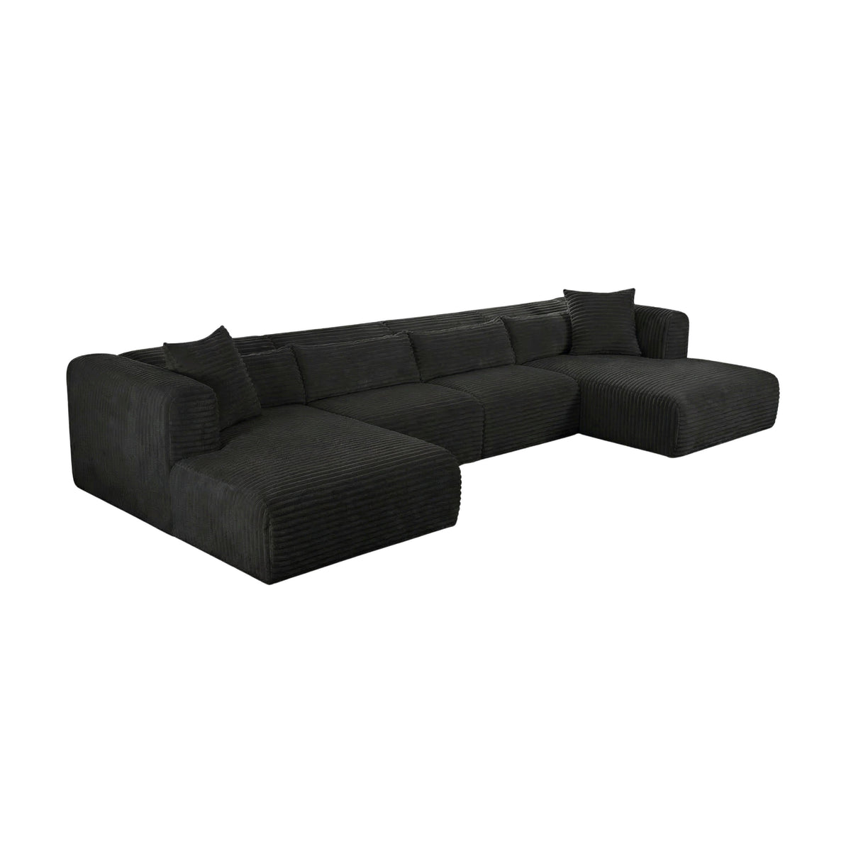 Tarra 4-Piece Fluffy Oversized Black Corduroy Modular U-Sectional by TOV Furniture – photo 3 of 7