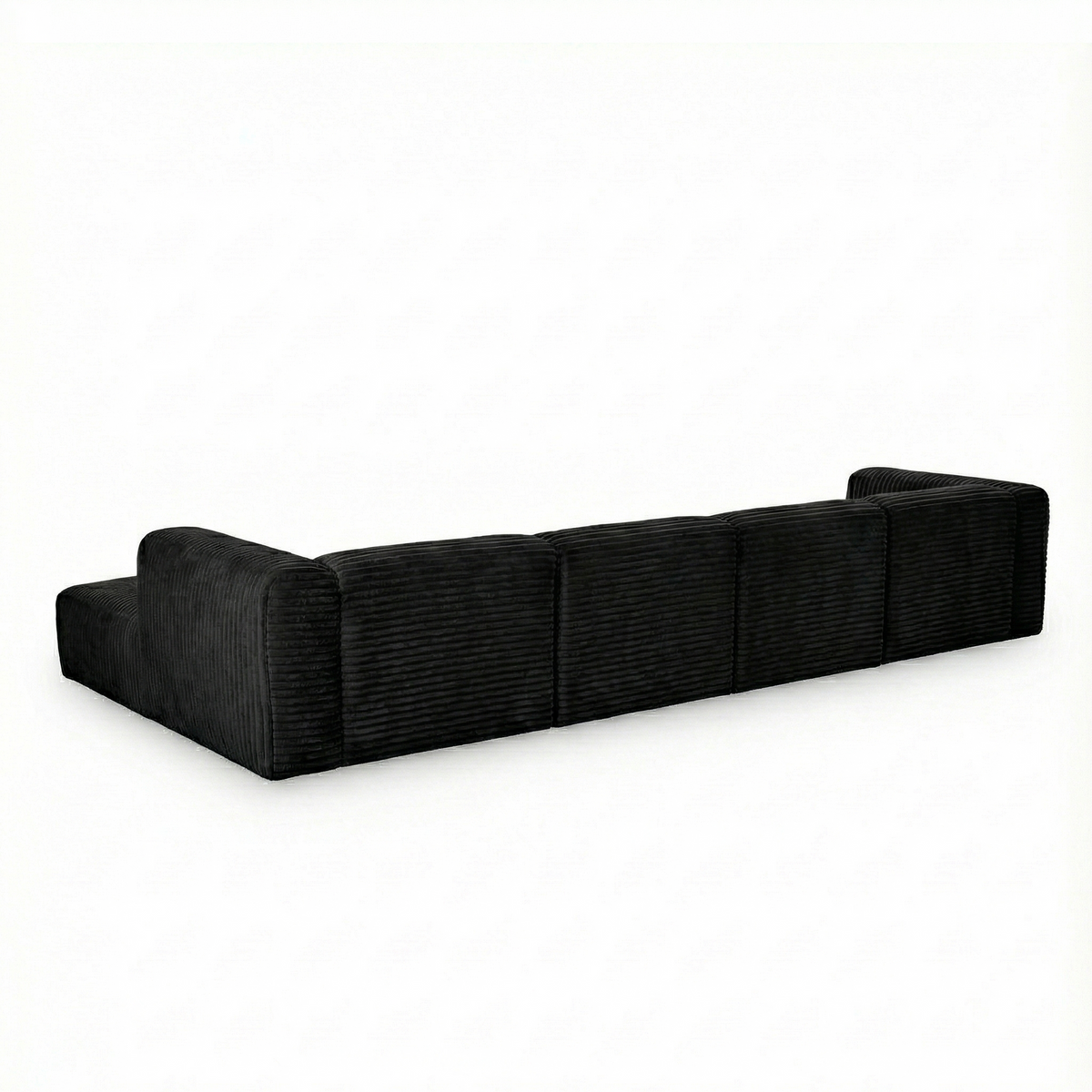 Tarra 4-Piece Fluffy Oversized Black Corduroy Modular U-Sectional by TOV Furniture – photo 6 of 7