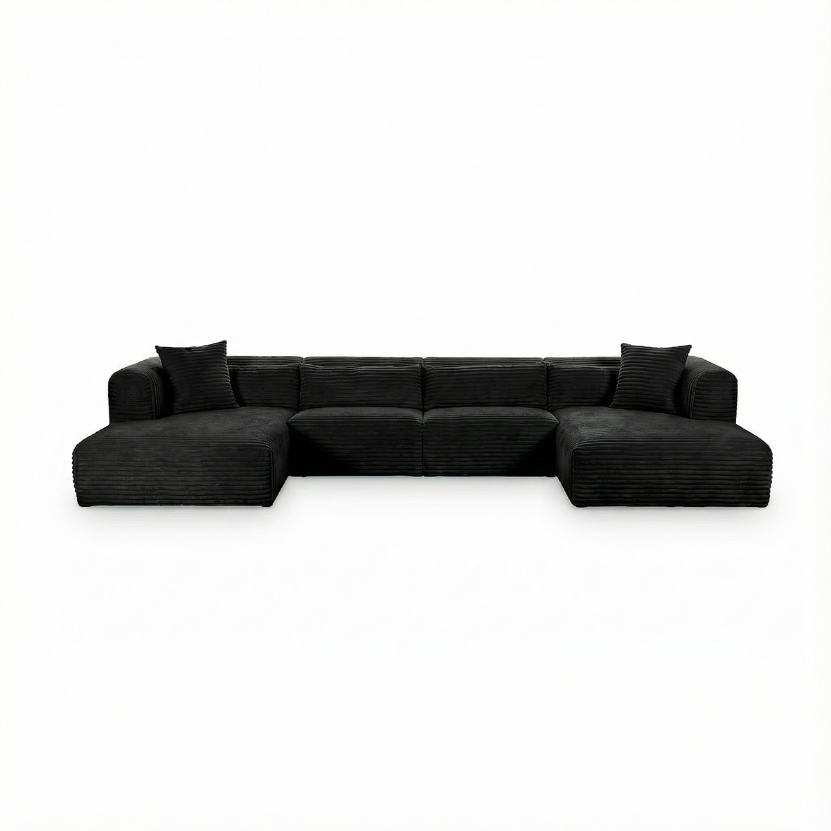 Tarra 4-Piece Fluffy Oversized Black Corduroy Modular U-Sectional by TOV Furniture – photo 1 of 7